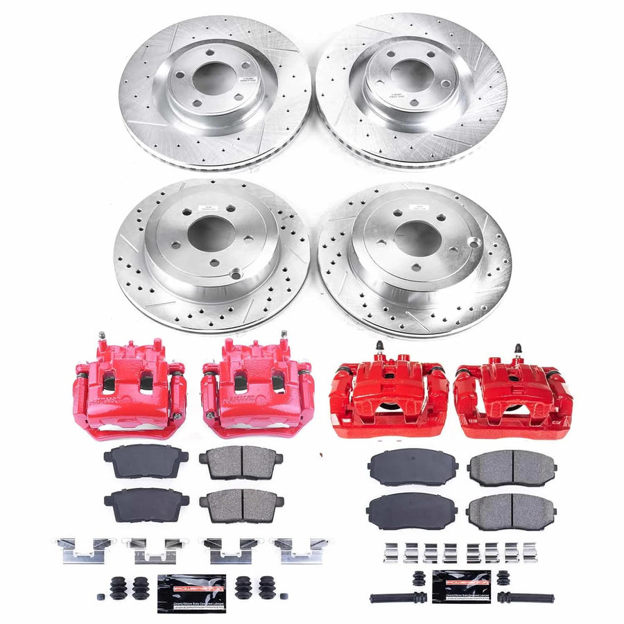 Power Stop Z23 KC2829 Front and Rear Brake Caliper Kit- Rotors, Carbon Ceramic Brake Pads, Calipers For Ford Edge 2007-2010, Lincoln MKX 2007-2010 [Model Specific]
