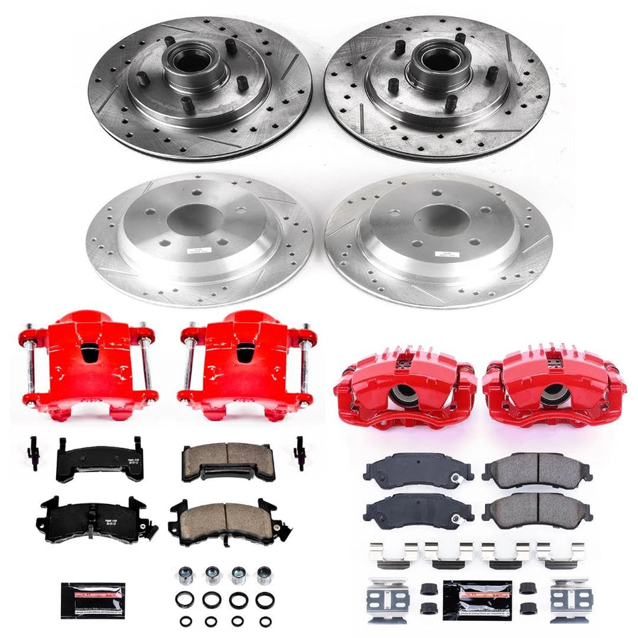 Power Stop Z23 KC8437, Front and Rear Brake Caliper Kit-Drilled/Slotted Brake Rotor, Brake Pads & Calipers For Chevrolet S10 2003, GMC Sonoma 2003 [Model Specific]