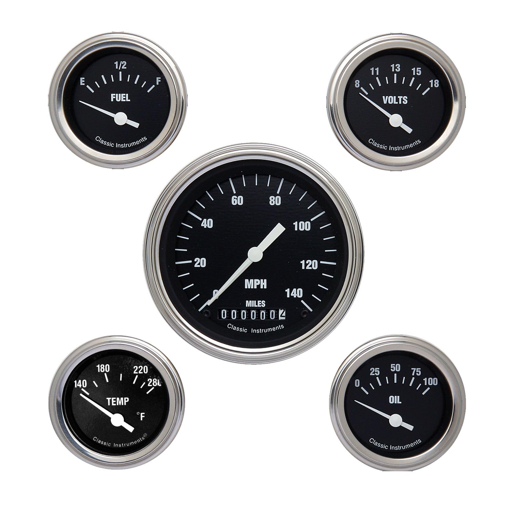 Hot Rod Series Classic Instruments HR00SLF 5 Gauge Package