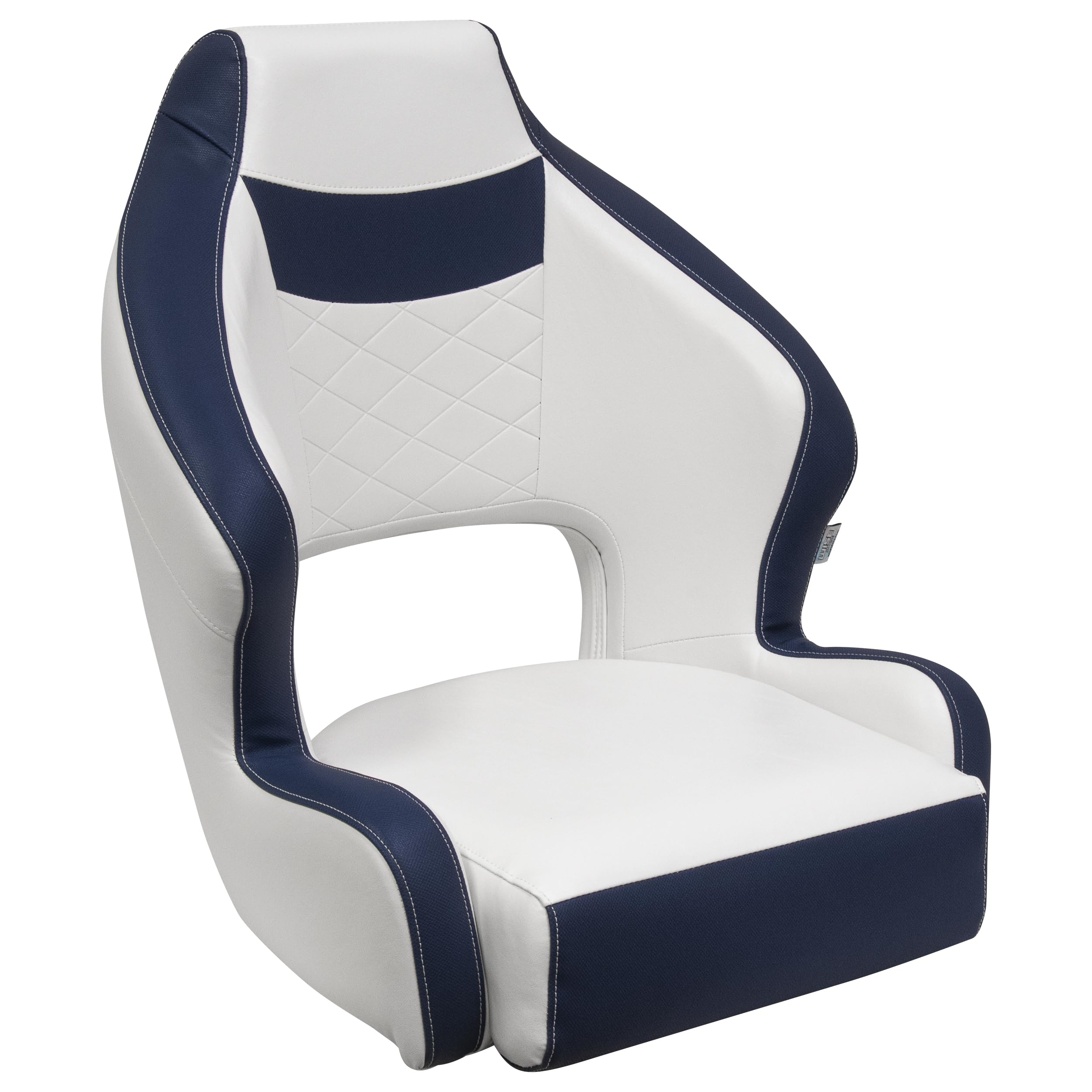 DLX Series Wise DLX3338-1904 Pontoon Bucket Seat with Flip Up Bolster - White/Mariner Blue
