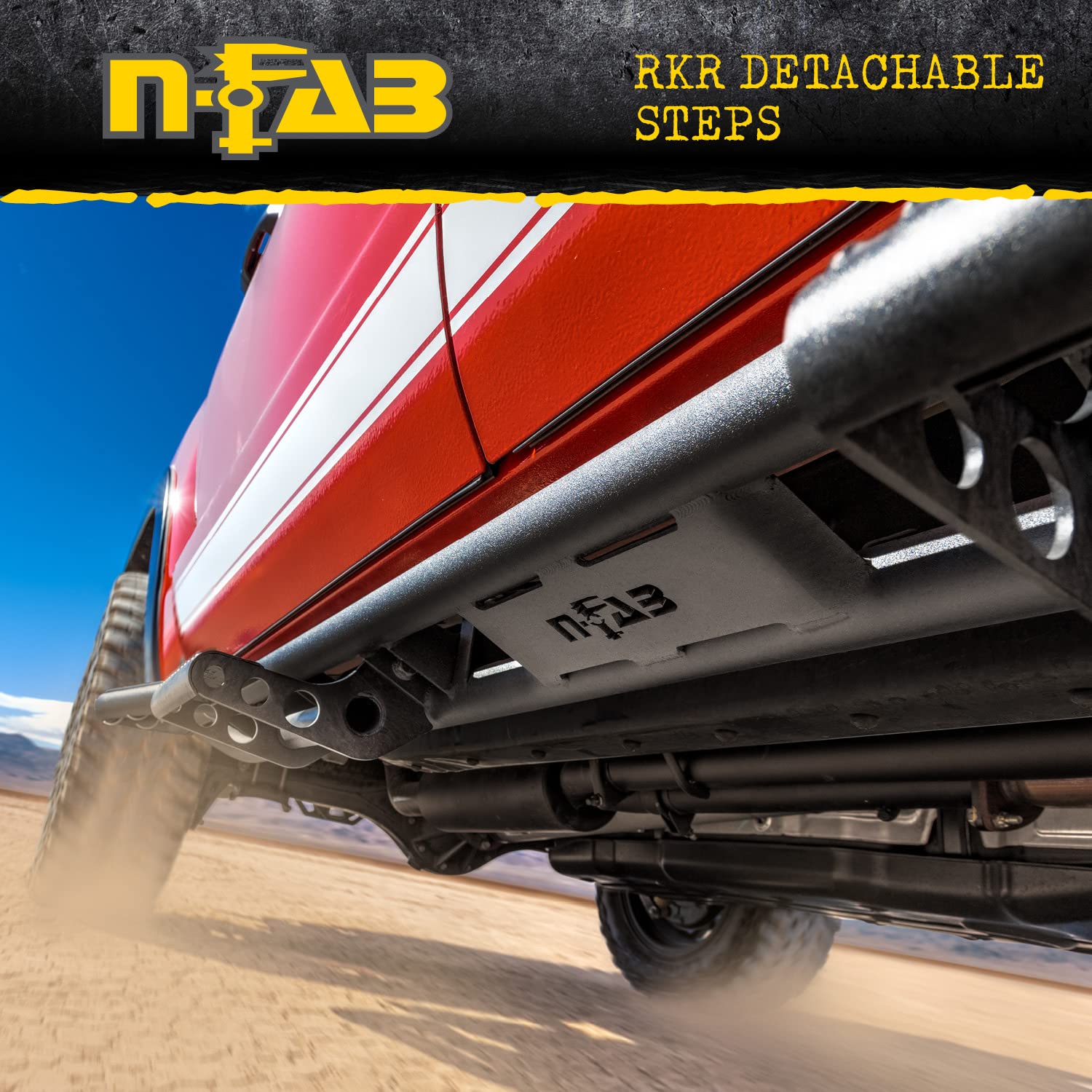 RKR Rails RealTruck for Jeep Wrangler JKU | Cab Length, Tubular Steel, Textured Black | J074RKR | Fits 2007-2018 Jeep Wrangler JKU 4-Door All, SRW Gas