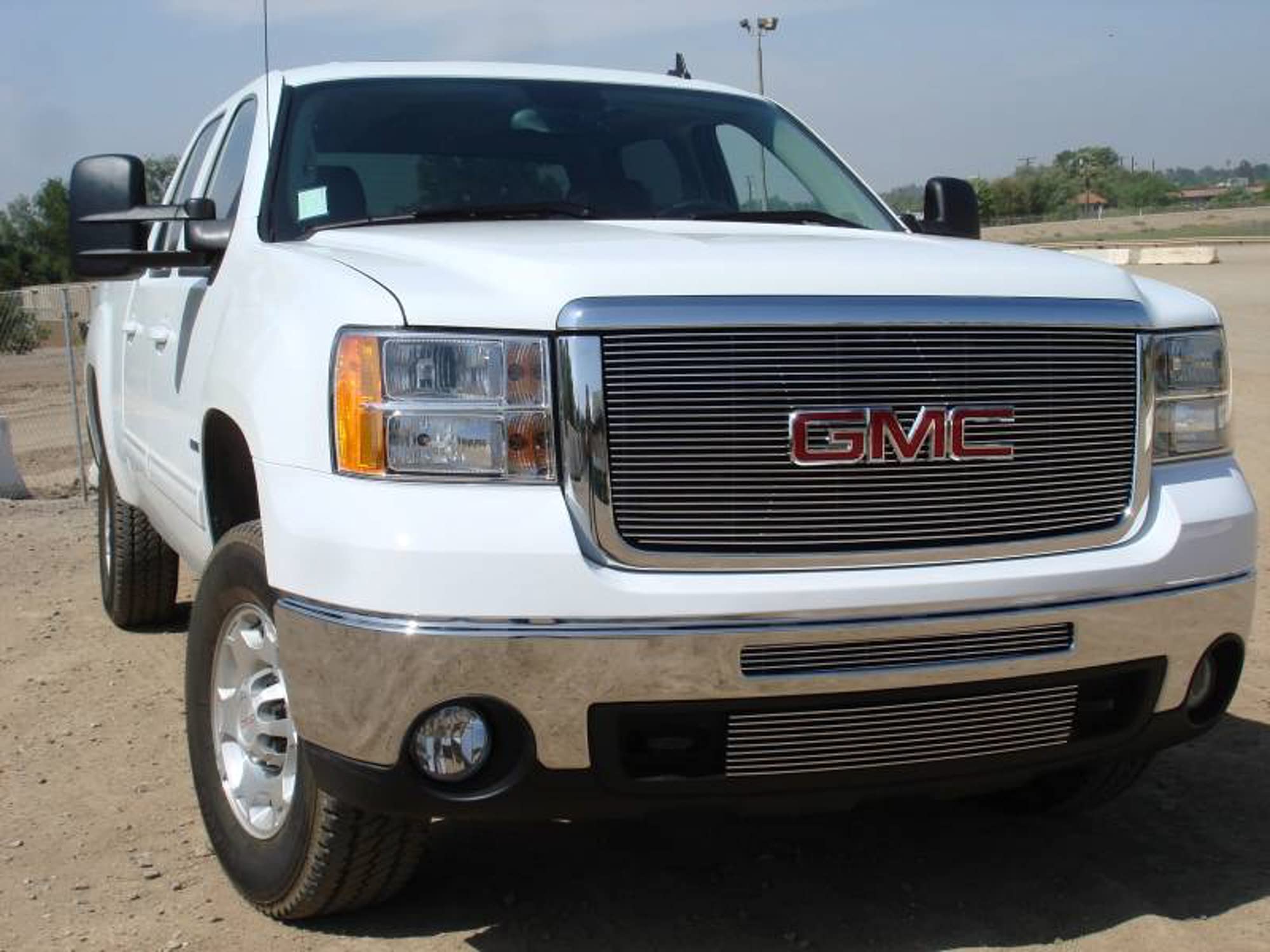 Horizontal T-Rex 21206 Aluminum Polished Finish Billet Grille Insert and Overlay for GMC Sierra 2500HD/3500