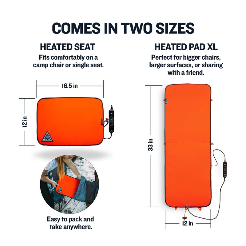 Backside Ignik 12-Volt Powered Heated Seat Pad, Regular, Orange/Blue