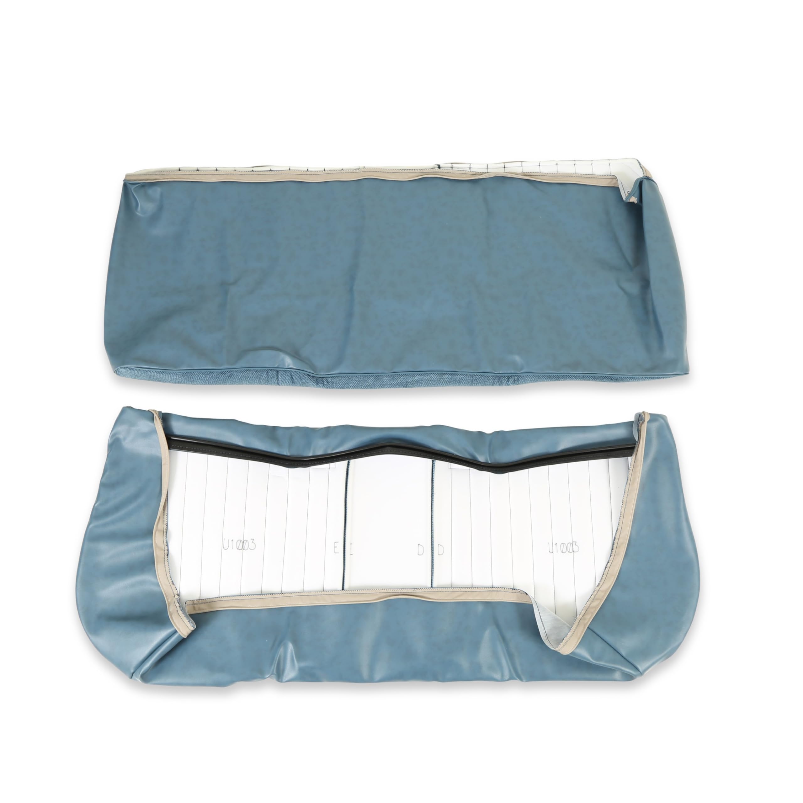 UP87C01MEDBLUE Brothers Trucks Seat Cover-Front Bench-Med Blue Vinyl/Blue Velour