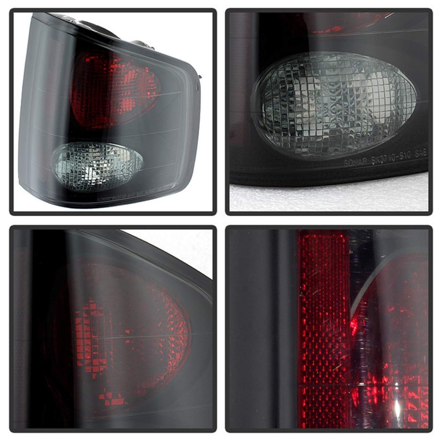 Chevy S10 94-04 / GMC Sonoma 94-04 / Isuzu Hombre 96-00 Spyder 5078049 Euro Style Tail Lights - Signal-3057(Not Included) ; Reverse-3057(Not Included) ; Brake-3057(Not Includede) - Black Smoke
