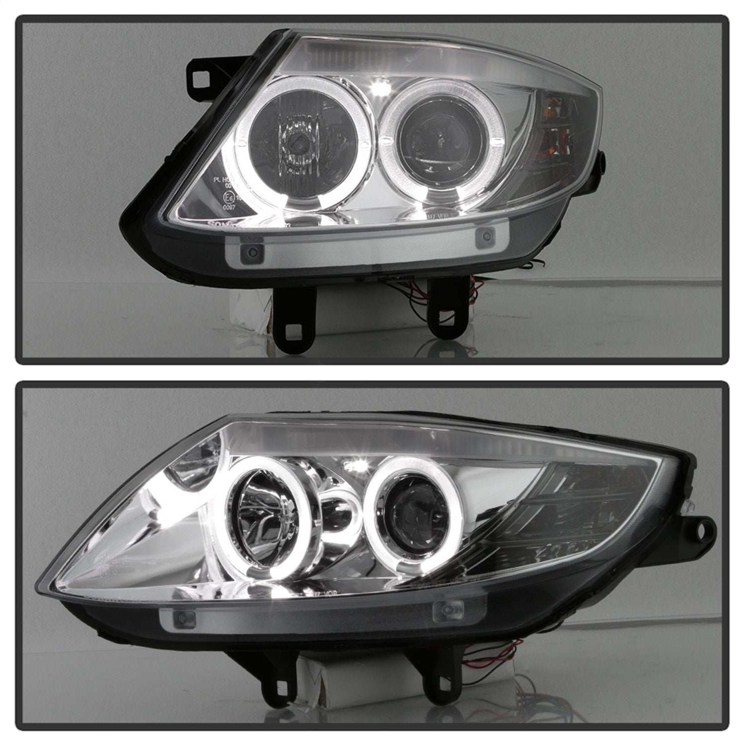 BMW Z4 03-08 Spyder 5029072 Projector Headlights - Halogen Model Only (Not Compatible With Xenon/HID Model) - LED Halo - Black - High H1 (Included) - Low H7 (Not Included)