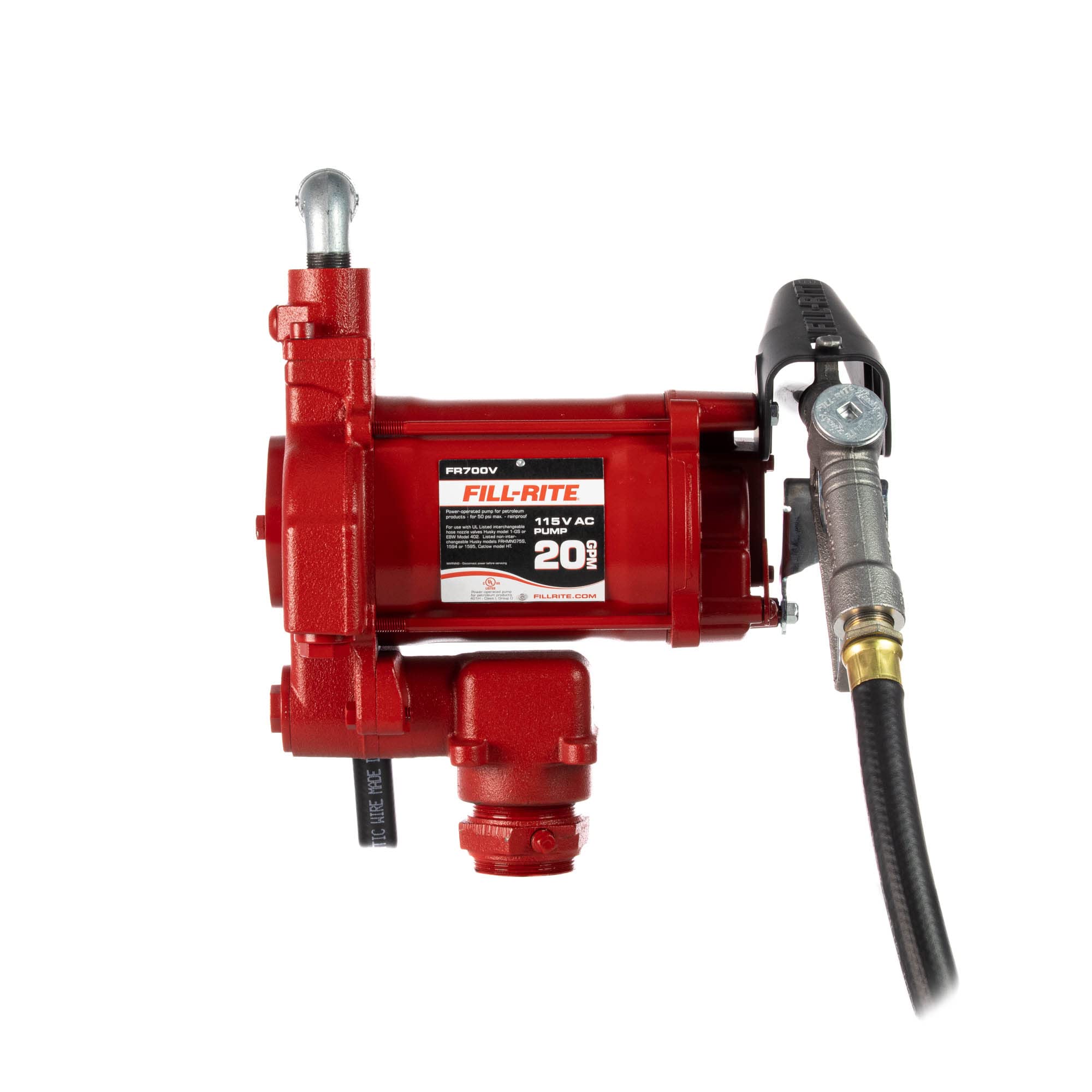 Fill-Rite 115V FR700V Fuel Transfer Pump with Discharge Hose & Manual Nozzle | For Gasoline, Diesel, Kerosene, Ethanol Blends, Methanol Blends & Biodiesel up to B20