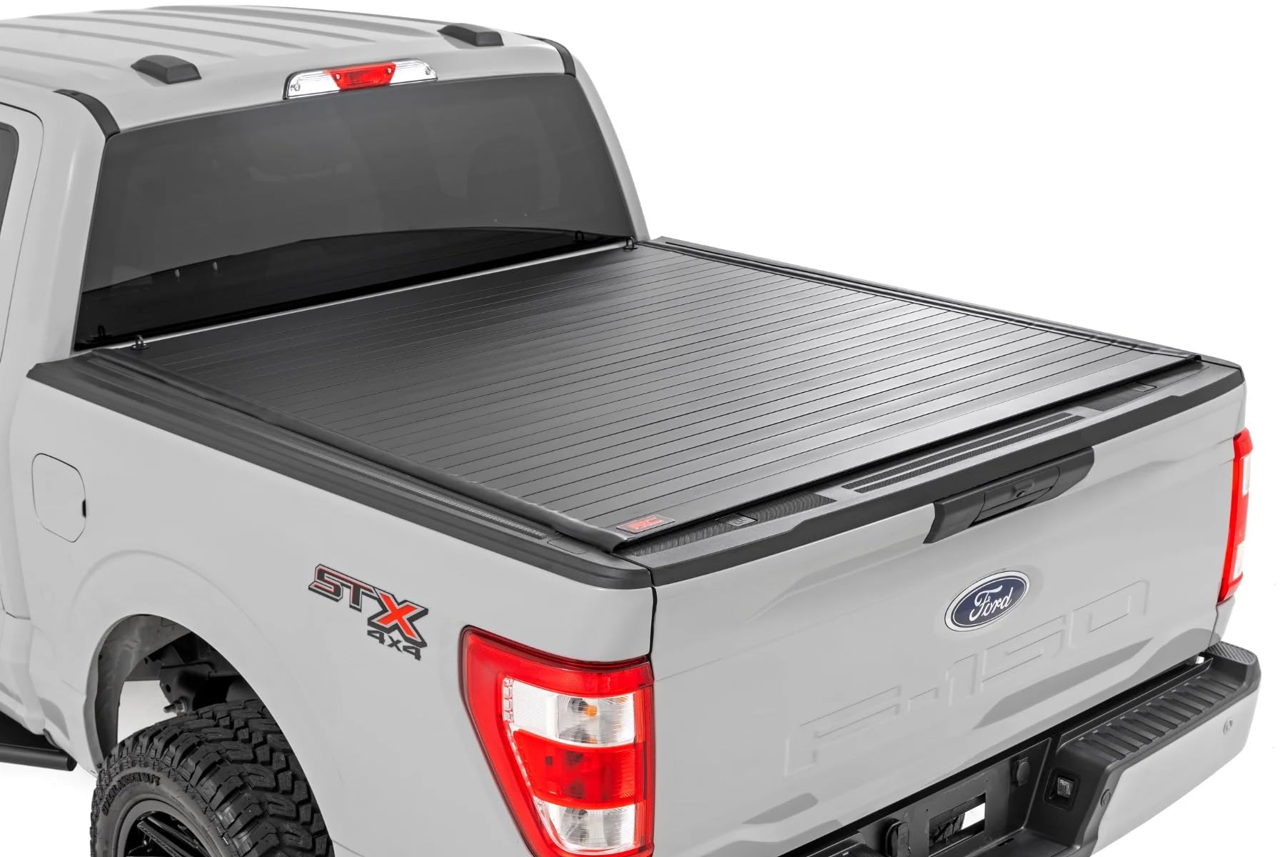 Rough Country Tonneau Cover Hard Roll-Up for Ford F-150 (2015-2025) F-150 Lightning (2022-2025) - Aluminum Truck Bed Cover, Fits 5'7 Bed