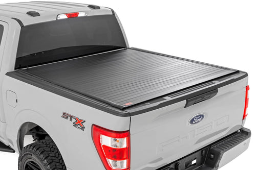 Rough Country Tonneau Cover Hard Roll-Up for Ford F-150 (2015-2025) F-150 Lightning (2022-2025) - Aluminum Truck Bed Cover, Fits 5'7 Bed