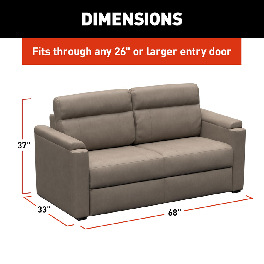 Signature Heritage Series THOMAS PAYNE 68" Driftwood RV Clickback Sleeper Sofa with Automatic, Adjustable Fold-Out Legs, Four Reclining Positions, Easy Transition - 2024044226