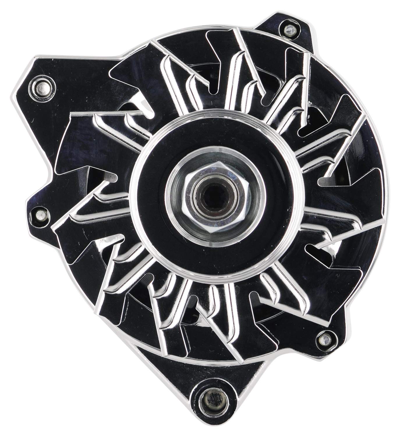 Alt GM CS130 Chrome 105A 1V Pulley Offset Left MTG 1-Wire or OE Hookup - Powermaster