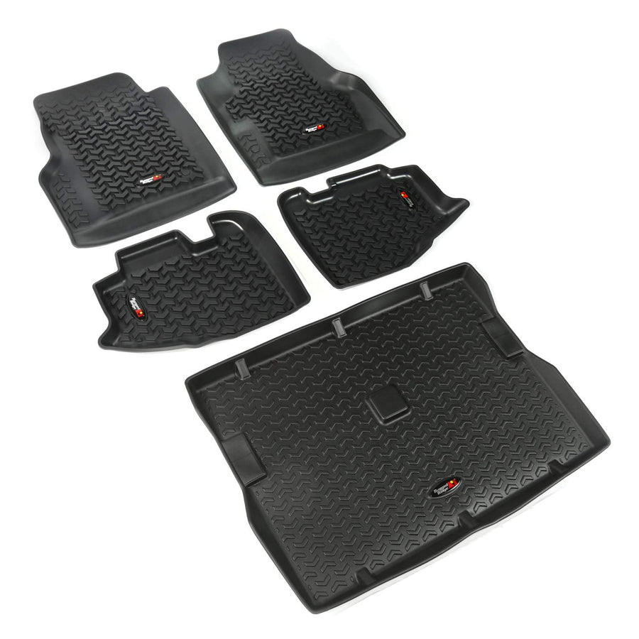 Floor Liner Set Rugged Ridge for Jeep Wrangler TJ/LJ | Front/Rear/Cargo, 5-Piece Set, Black | 12988.10 | Fits 1997-2006 Jeep Wrangler TJ/LJ