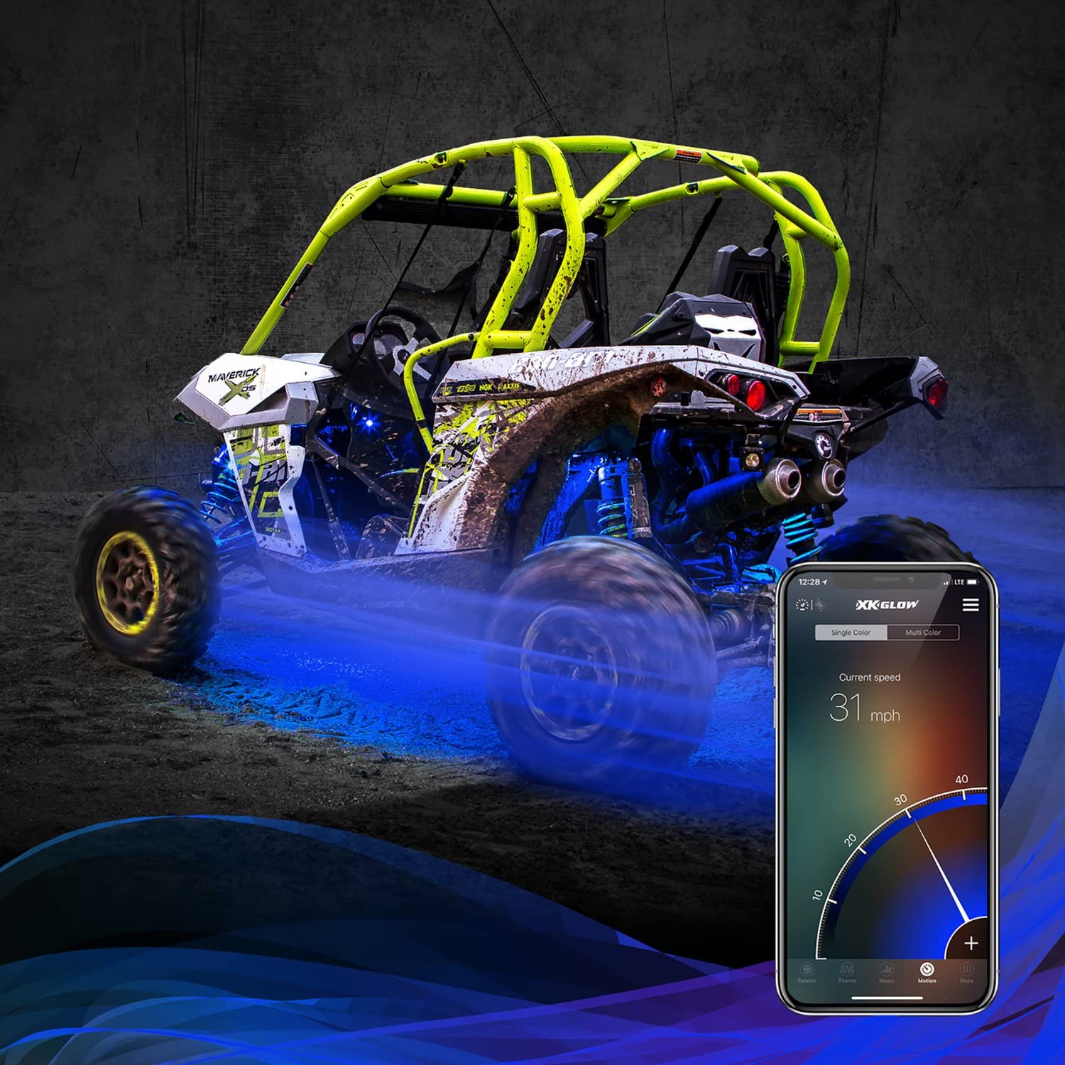 XKGLOW 4pc XK-Rock-STA-DM 6W LED Rock Light Standard Kit with Dual-Mode Dash Mount Controller
