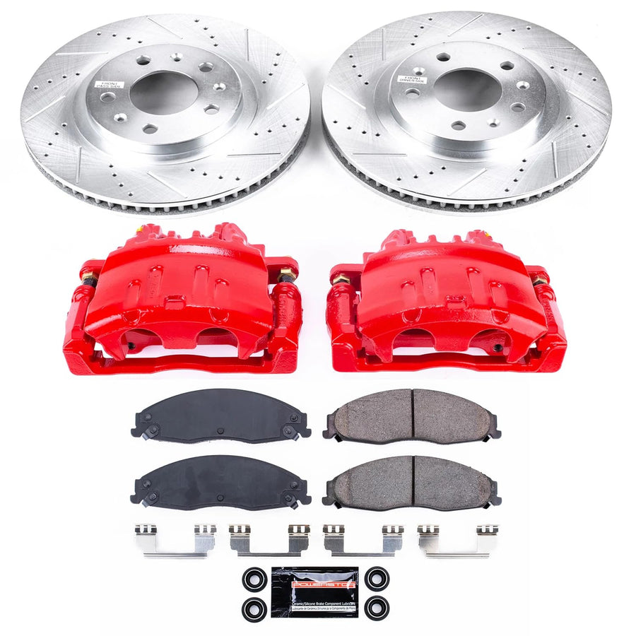 Power Stop Z23 KC1419 Evolution Sport Brake Upgrade Kit with Powder Coated Calipers- Front For Cadillac CTS 2003-2007 [Model Specific]