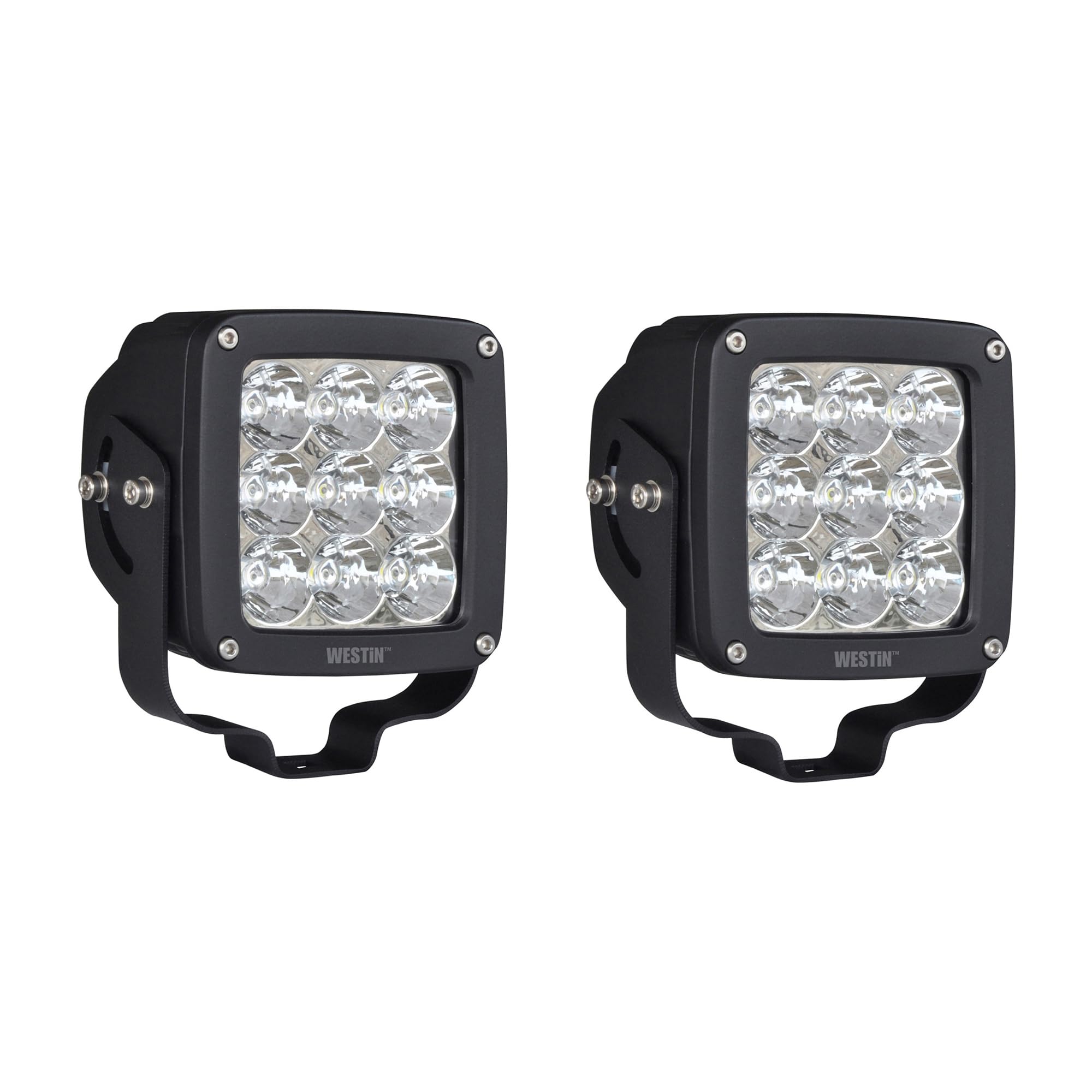 Axis LED Auxiliary Flood Light Westin 09-12219B-PR LED Auxiliary Light 4.5x4.5 in. Square 3W (Set of 2)