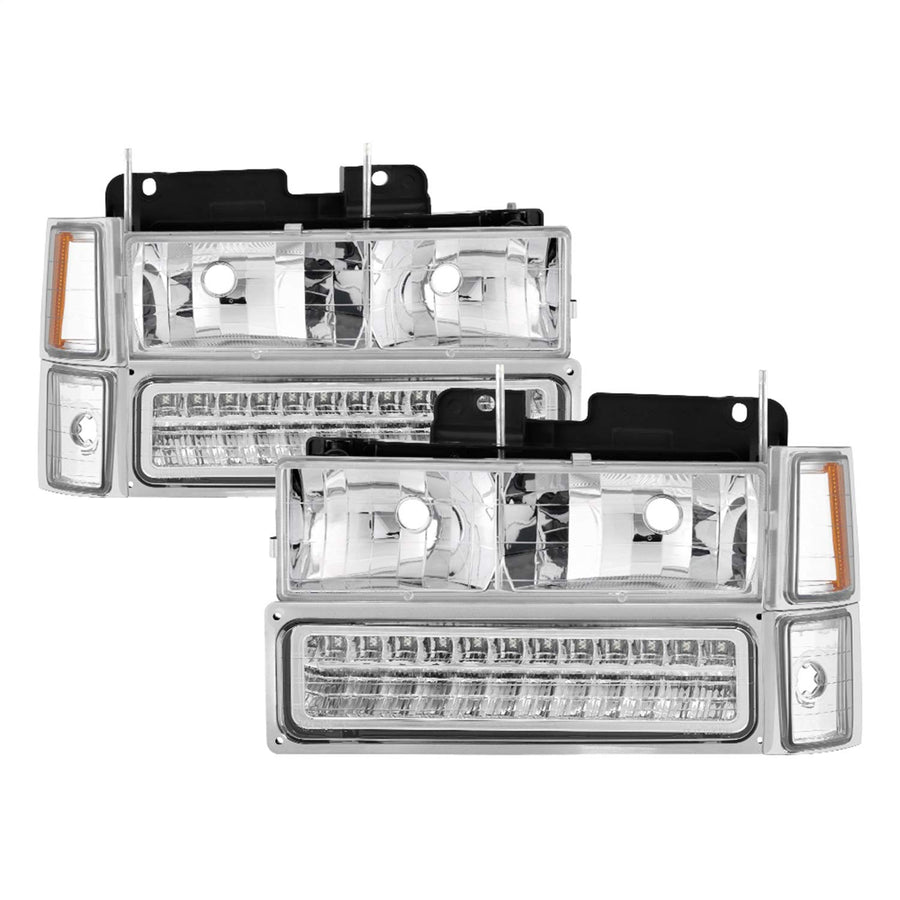 Hd-Jh-Cck88-Led-Am-C-Set Spyder - Chrome Euro Headlights With Led Turn Signal/Parking And Corner Lights