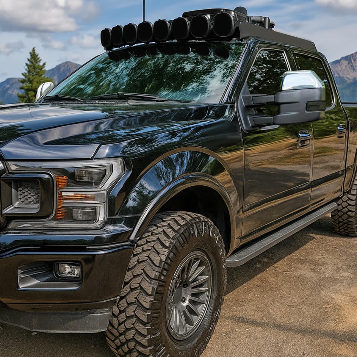 Spec-D Tuning Power Heated Chrome Tow Towing Mirrors+Smoke LED Signal+Puddle Compatible with 2015-2018 Ford F150 Left + Right Pair