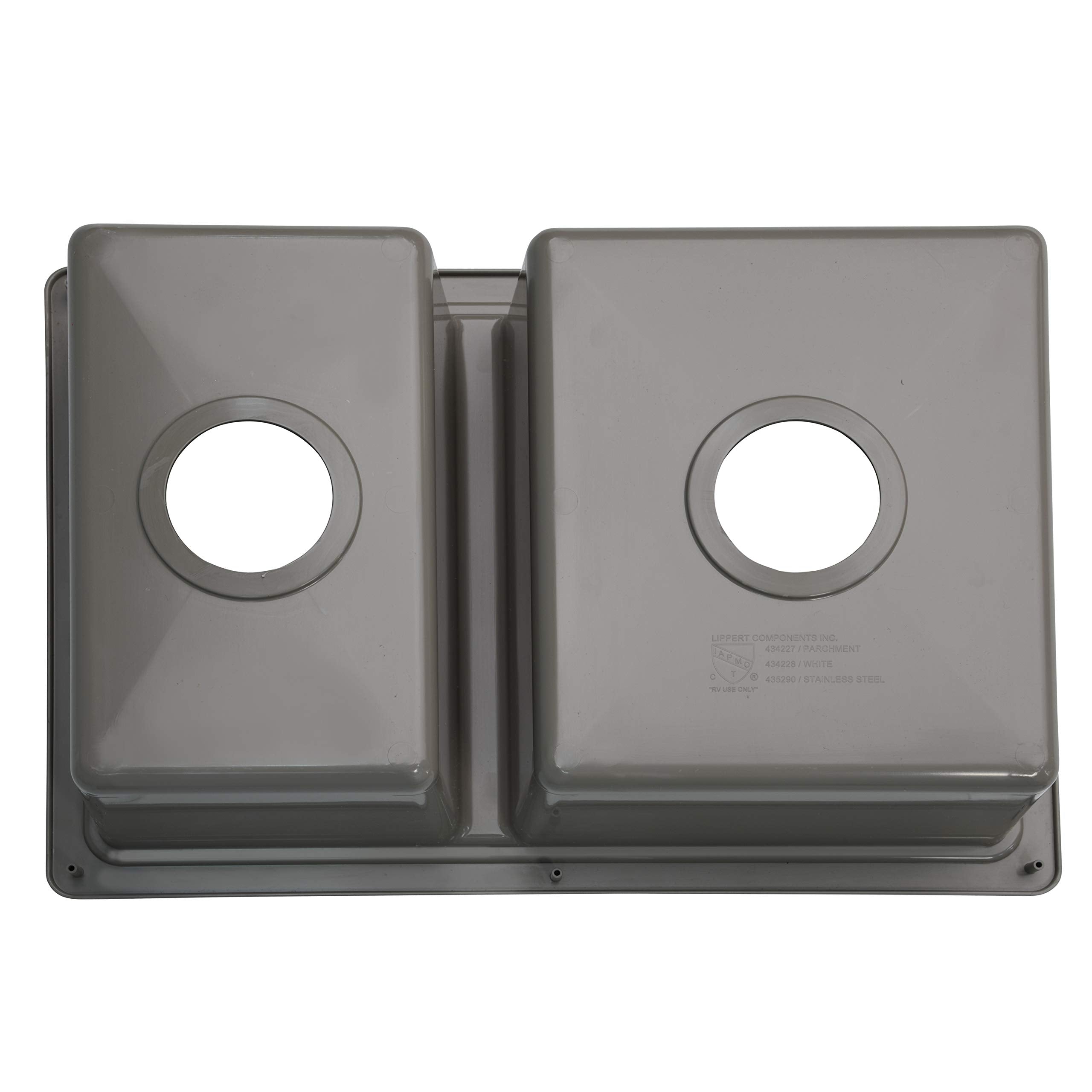 RV Double Kitchen Galley Sink CECIPA - 25" x 17" x 6.6" Stainless Steel Color ABS Plastic for 5th Wheel, Travel Trailer, Camper