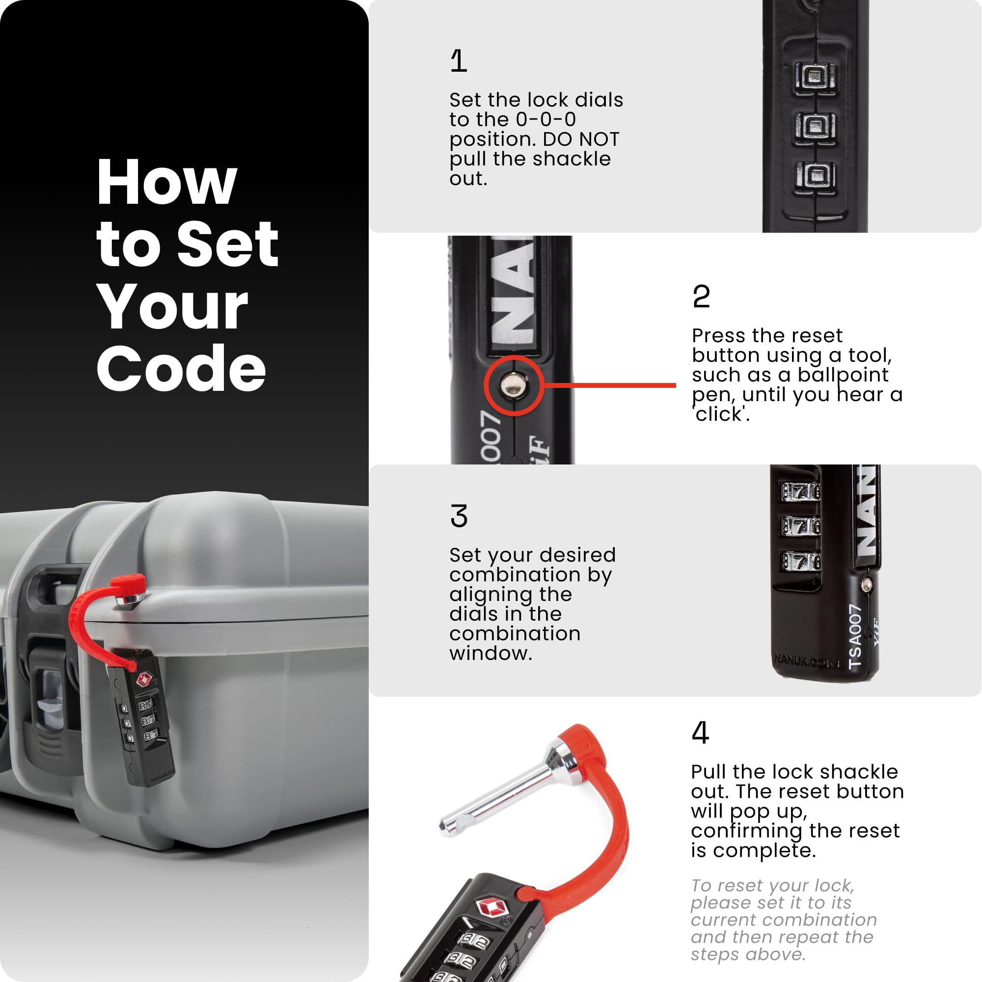 TSA Approved NANUK Lock – Durable, Secure Travel Case Lock with Cut-Resistant Steel Shackle & Rustproof