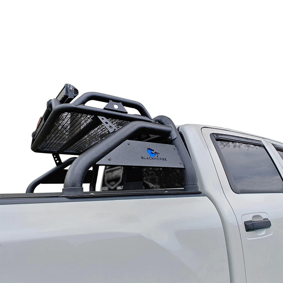 Atlas Roll Bar Black Black Horse Compatible with 17-24 Titan/XD|11-24 Ram 2500/3500|19-24 Ram 1500|00-24 Ford F-150|01-06 Silverado/Sierra 3500|07-24 Silverado 3500 HD|07-24 Tundra-RB-BA2B