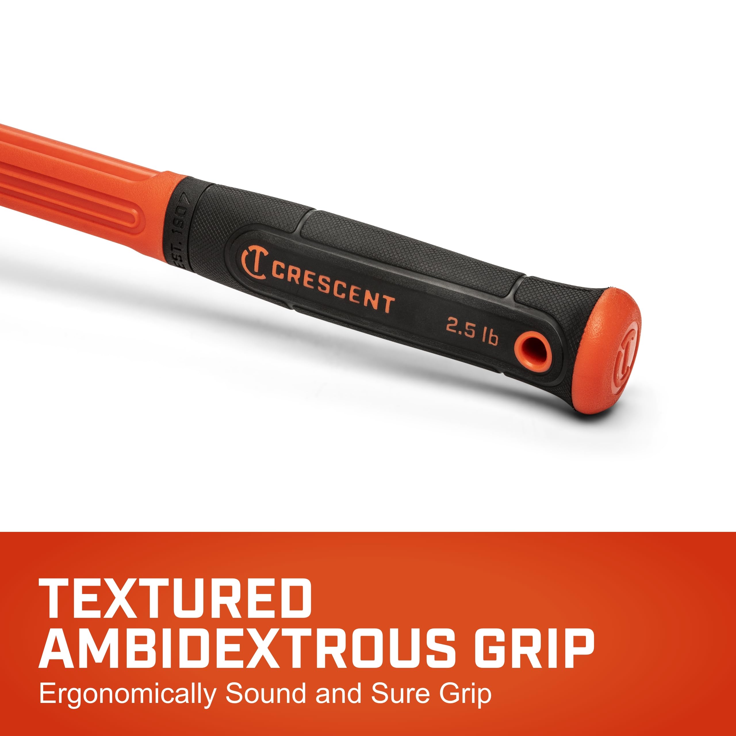 Fiberglass Crescent Engineer Hammer - Shock-Reducing Hammer with Ergonomic Grip & Forged Steel Head - Premium Hand Tool - 2 1/2 lb - CHFENG40