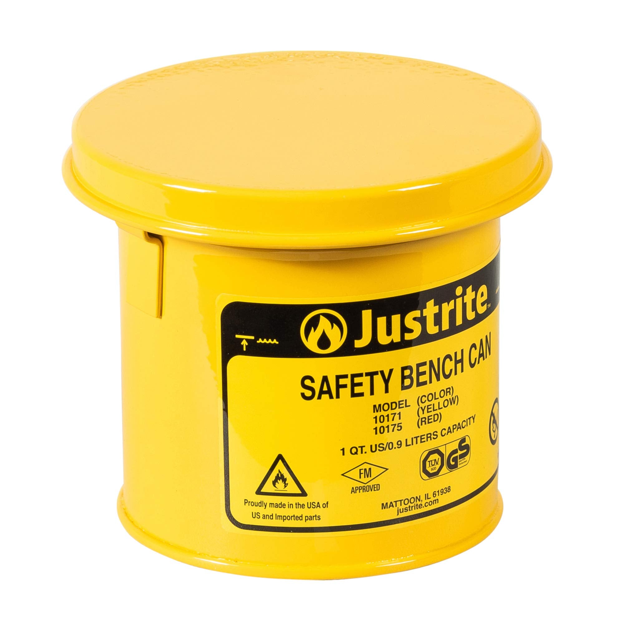 Steel Justrite Bench Can, 1L Capacity, Yellow