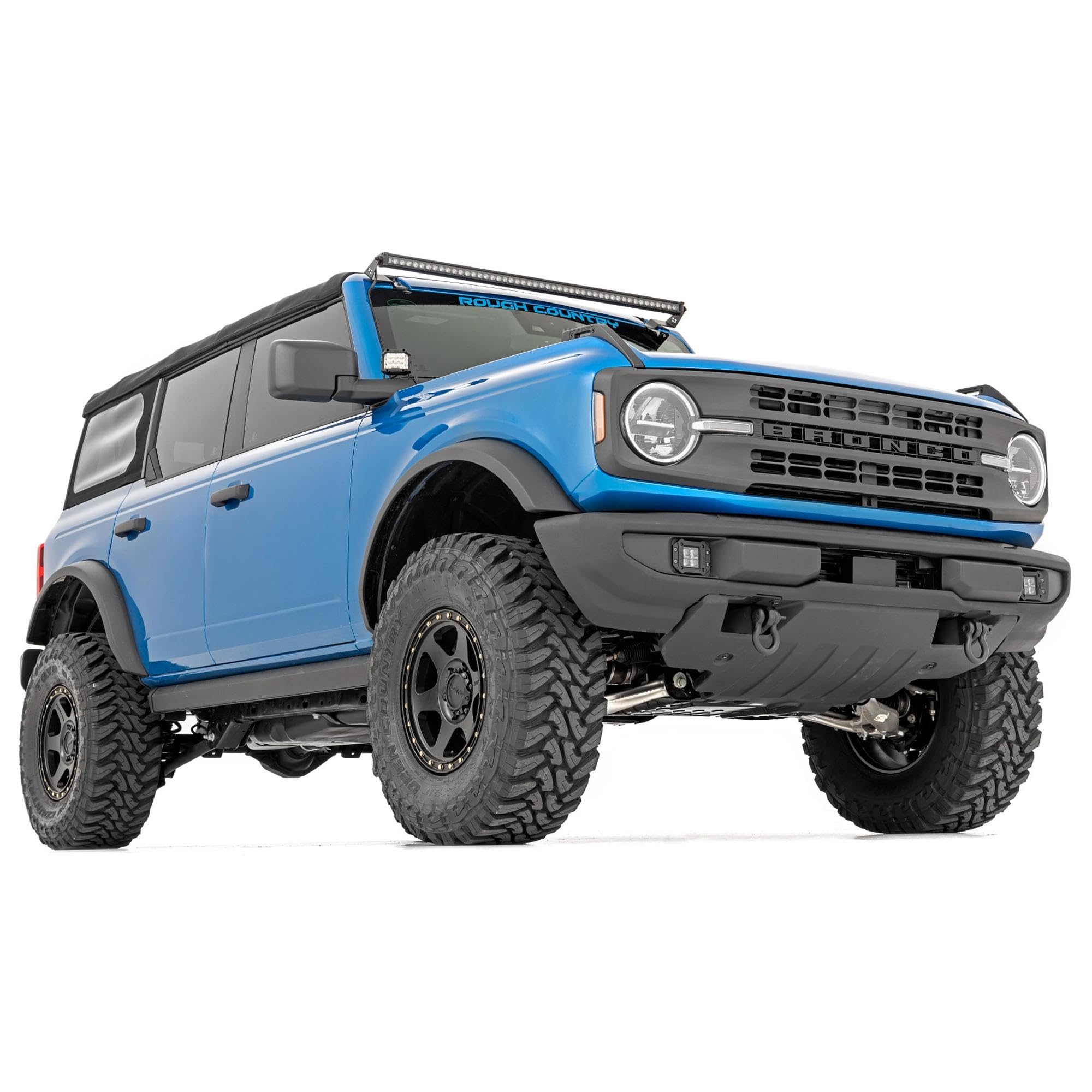 50" LED Light Bar Kit Rough Country for Ford Bronco (2021-2025) - Upper Windshield Mount, 480w Spectrum Series, 43,200 Lumens, Combo Spot & Flood Beam