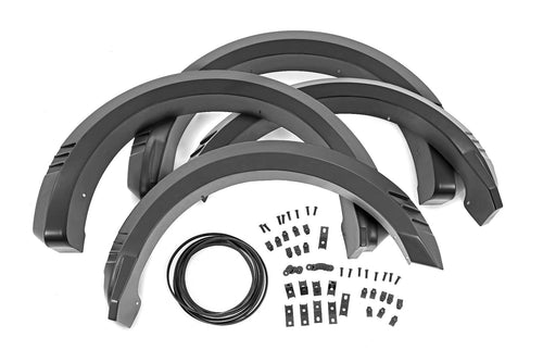 Rough Country Fender Flares SF1 for Ford F-150 (2021-2024) - Sharp Off-Road Style, Extra Tire Coverage, UV-Resistant ABS, Easy Bolt-On, Flat Black (Set of 4)