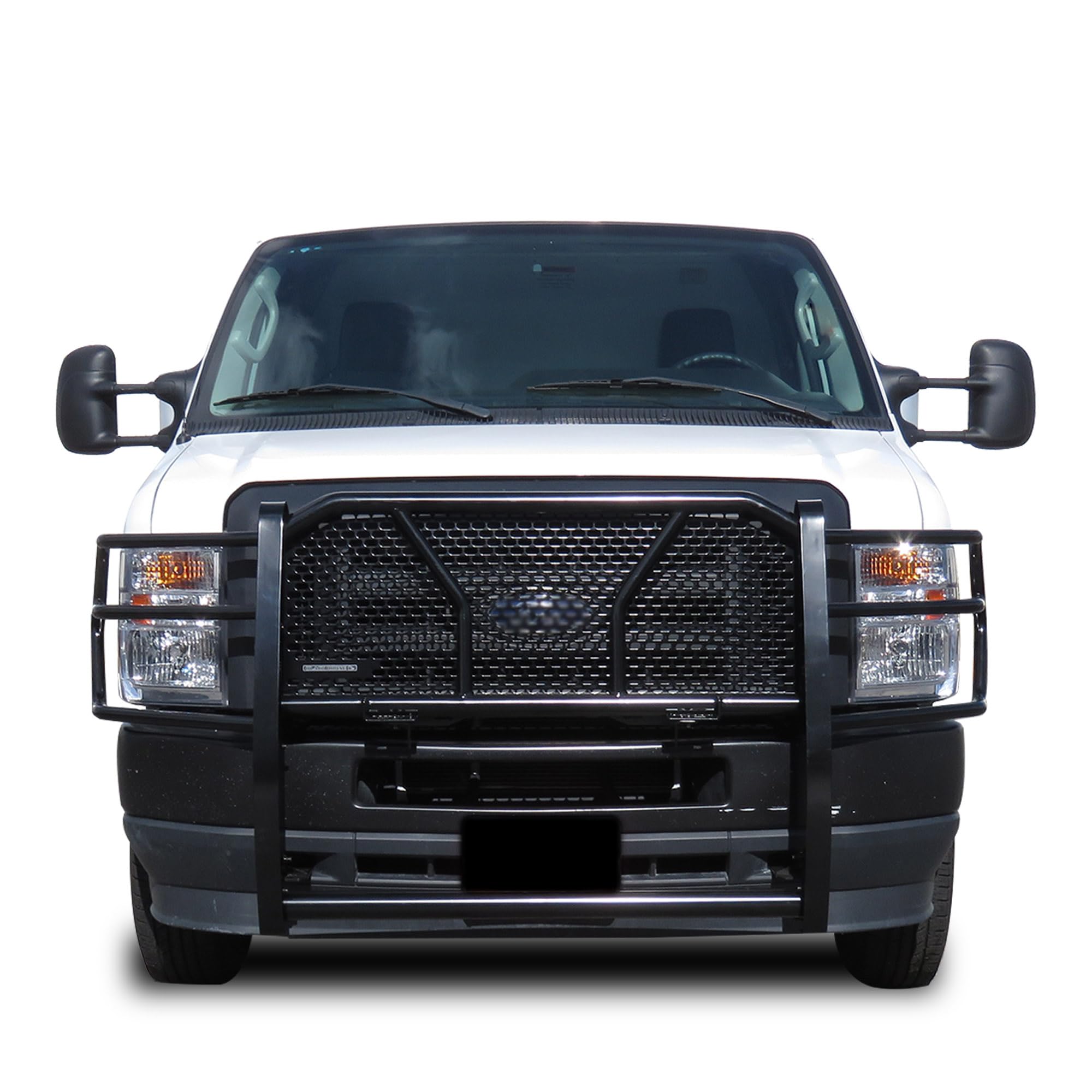 Heavy Duty Black Horse Rugged Grille Guard Modular Black Compatible with 2015-2025 Ford E-350/2015-2025 Ford E-450 -RU-FO350-B