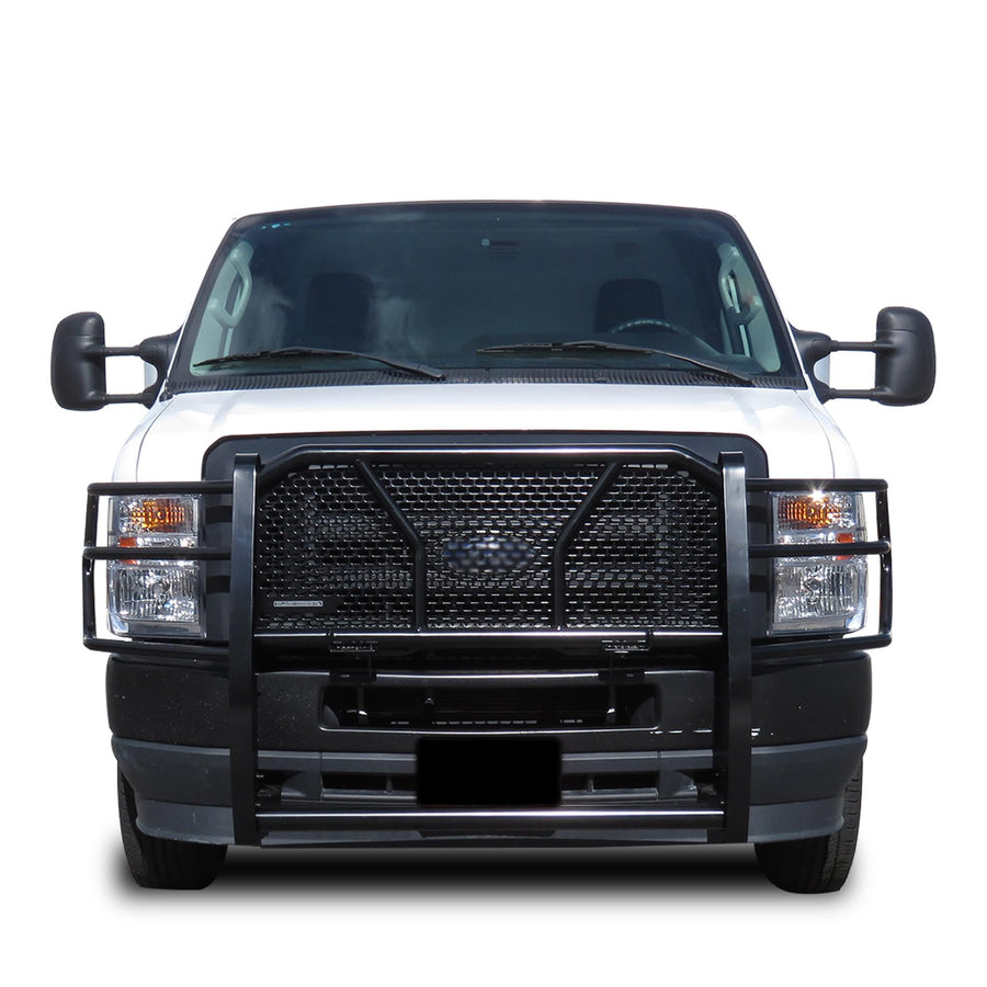 Heavy Duty Black Horse Rugged Grille Guard Modular Black Compatible with 2015-2025 Ford E-350/2015-2025 Ford E-450 -RU-FO350-B