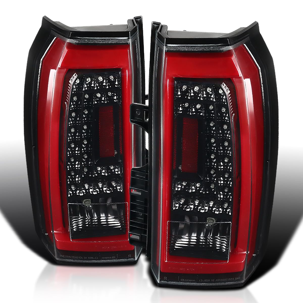 Jet Black Housing SPEC-D TUNING Red LED Bar Tail Lights Compatible with 2015-2020 GMC Yukon Denali SLE SLT, 2015-2020 GMC Yukon XL Denali SLE SLT, Left + Right Pair Assembly