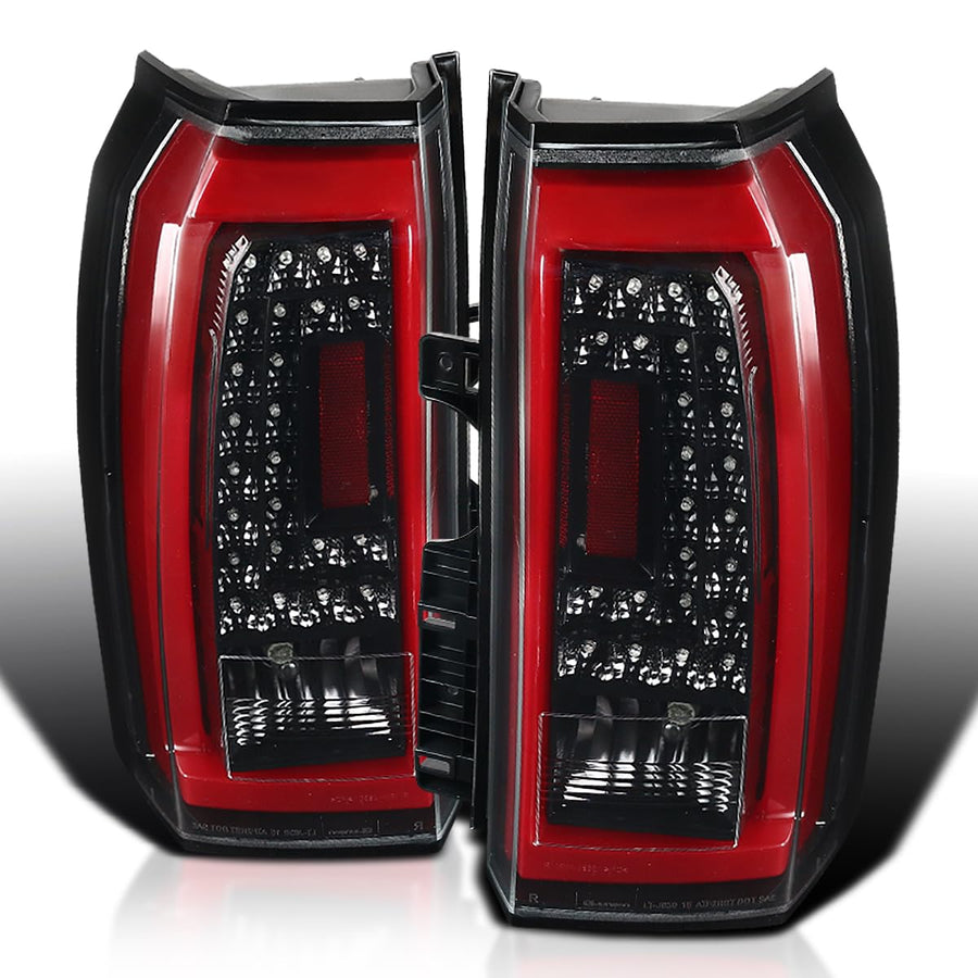 Jet Black Housing SPEC-D TUNING Red LED Bar Tail Lights Compatible with 2015-2020 GMC Yukon Denali SLE SLT, 2015-2020 GMC Yukon XL Denali SLE SLT, Left + Right Pair Assembly
