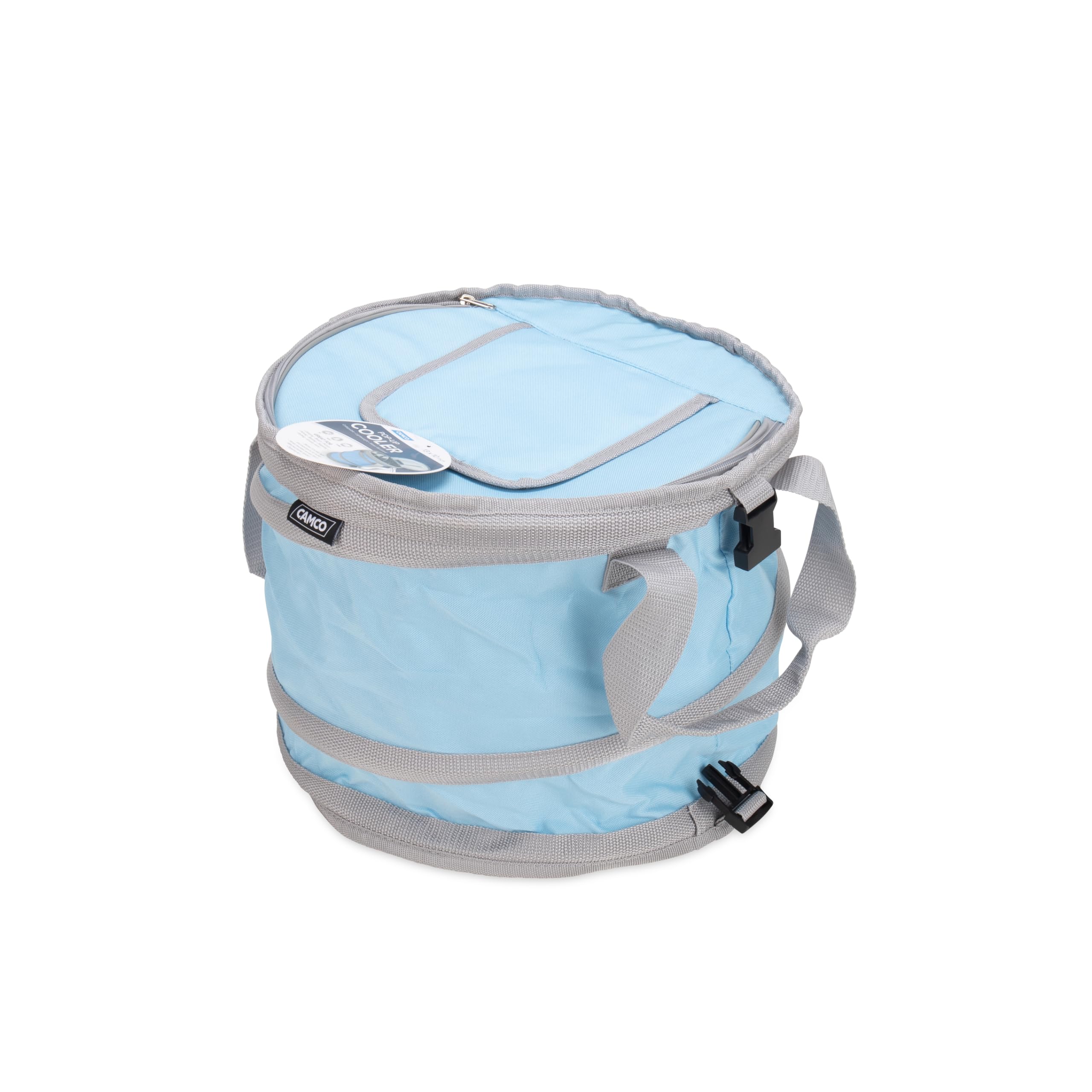 Pop-Up Cooler Camco | Lightweight, Waterproof and Insulated Pops Open for Use and Collapses Flat for Storage | Ideal for The Beach, Pool, Camping, Tailgating and Travel | Blue (51995)