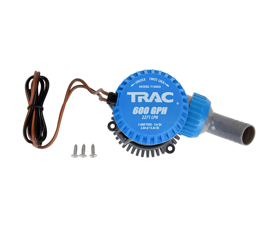 600 GPH Trac Outdoors Bilge Pump - Ideal for All Watercraft - Designed for Easy Installation and Retrofitting (69300)