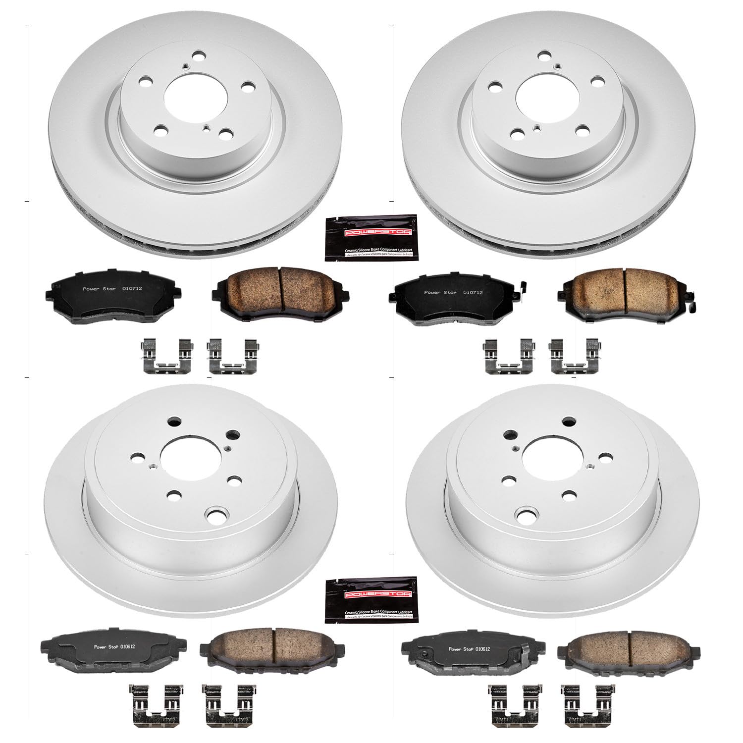 Power Stop CRK6110 Brake Rotor & Coated Ceramic Brake Pads- front & rear For Subaru Impreza 2008-2010 [Model Specific]