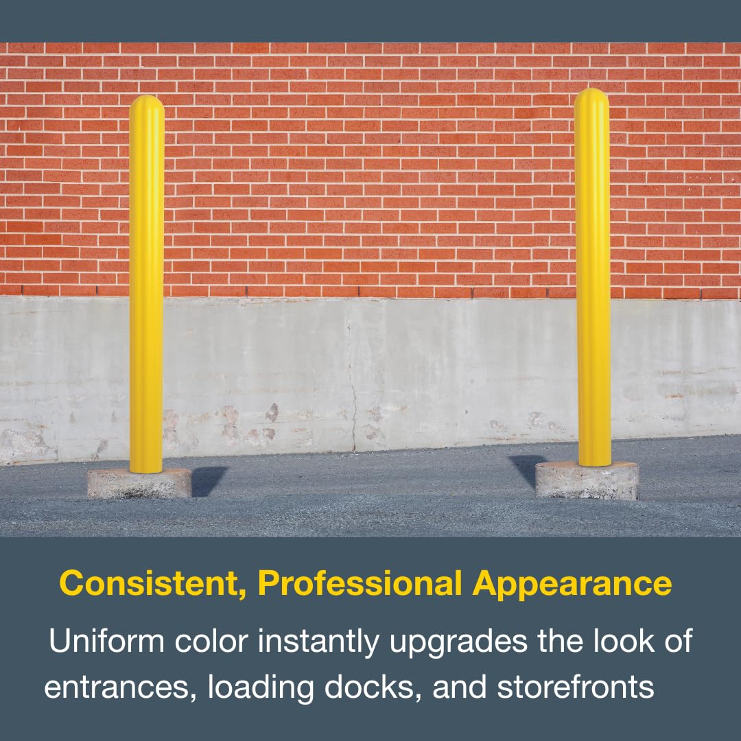 Bollard Covers Eagle for 4 Inch Poles - 56" Tall, Durable Fluted HDPE Plastic - Trimmable Yellow Bollard Post Sleeve for Parking Lots, Warehouses, and Loading Docks, 1732