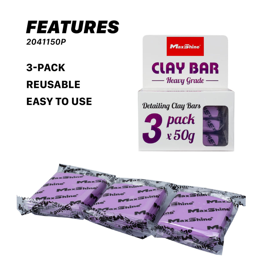 Maxshine 3-Pack Universal Magic Clay Bar (50g Each) – Heavy Grade Clay for Car Detailing – Removes Surface Contaminants from Paint, Glass, Plastic & Metal Surfaces