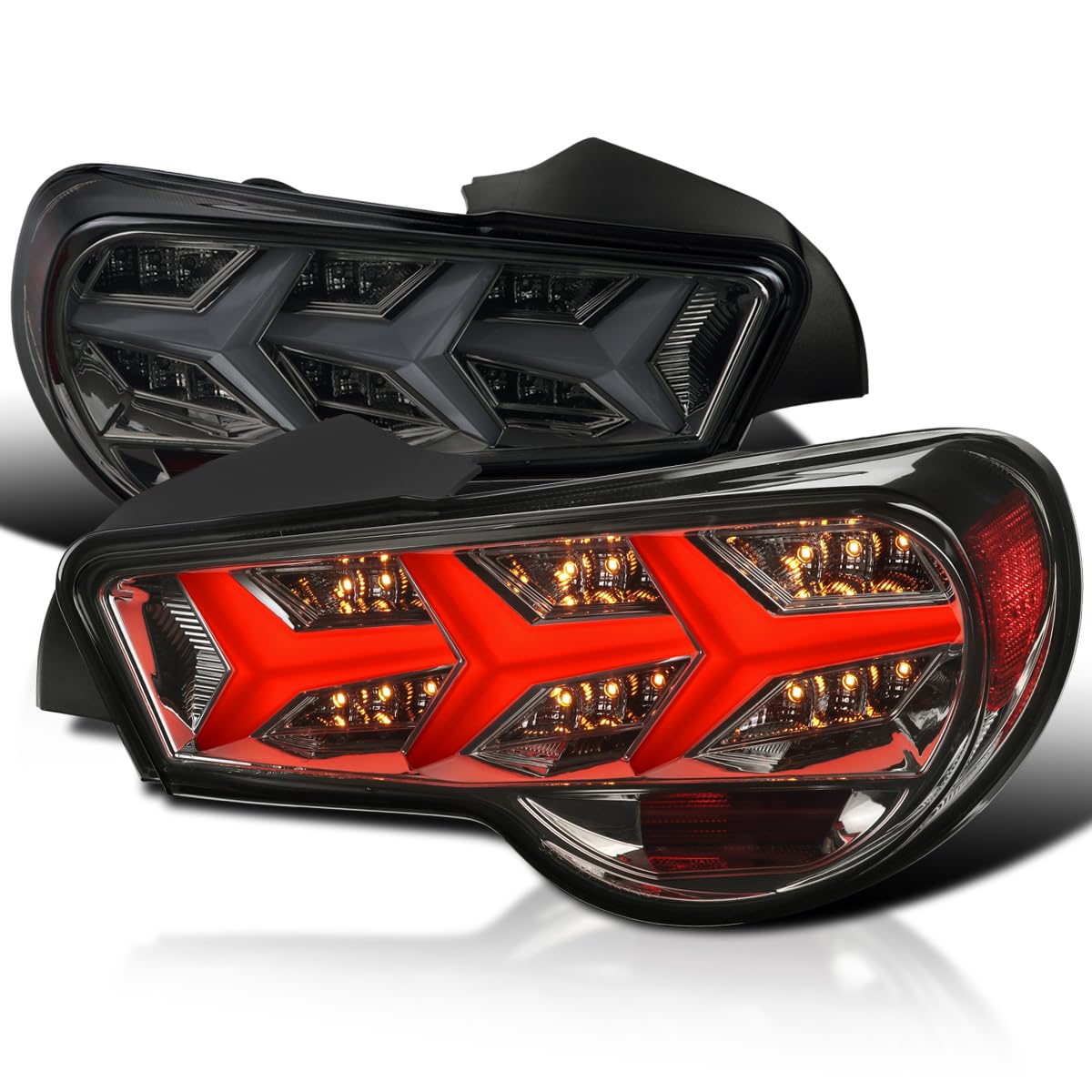 Smoke LED Tail Lights+Sequential LED Signal SPEC-D TUNING Compatible with 2013-2016 Scion FR-S, 2013-2016 Subaru BRZ, Left + Right Pair Assembly