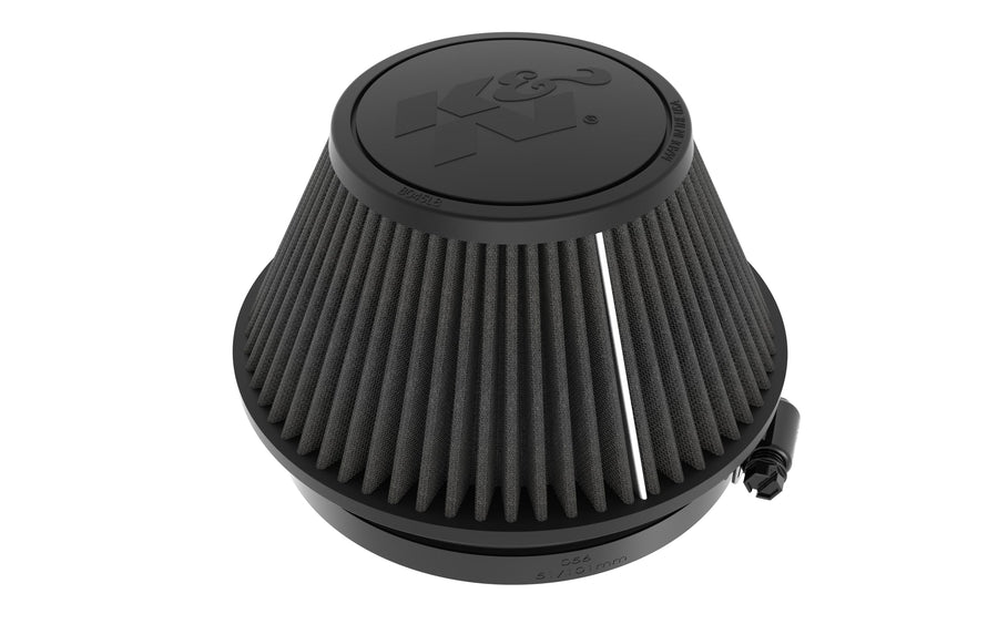 K&N Lifetime Universal Clamp-On Air Filter: Dryflow, Washable, Oil-Free: Flange Diameter: 6 In, Filter Height: 4 In, Flange Length: 1 In, Shape: Round Tapered, RU-3129HBK