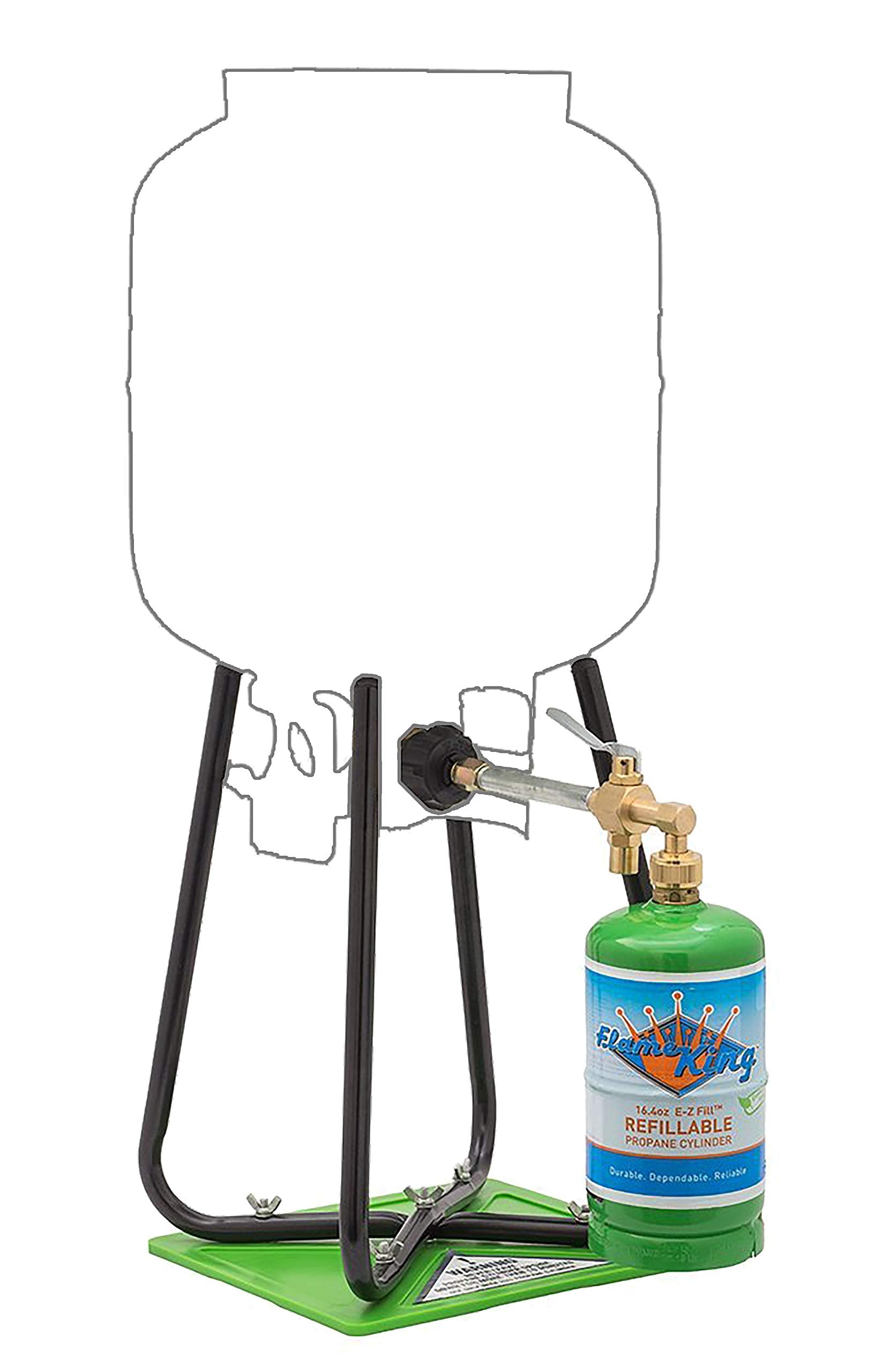 Refillable Flame King 1LB Empty Propane Cylinder Tank with Refill Kit and CGA600 Connection - Reusable, Safe and Legal Refill Option, DOT Compliant
