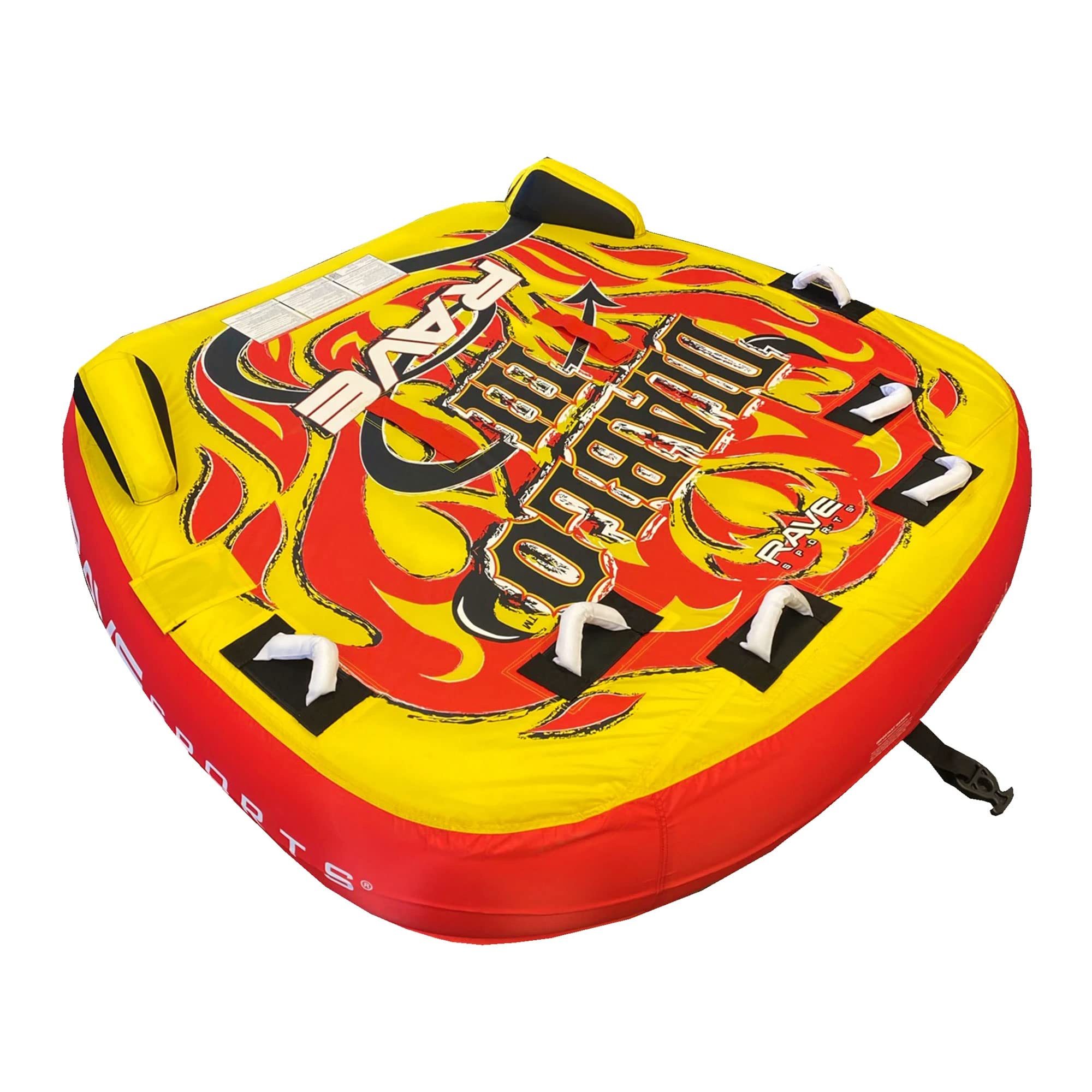 RAVE Sports Inflatable Diablo III Towable Tube, 1-3 Riders, Leg Bumpers for Safety, Foam-Filled Reinforced Handles, Quick Connect Tow Point, Deep Water Boarding Strap, Boat-Tubes