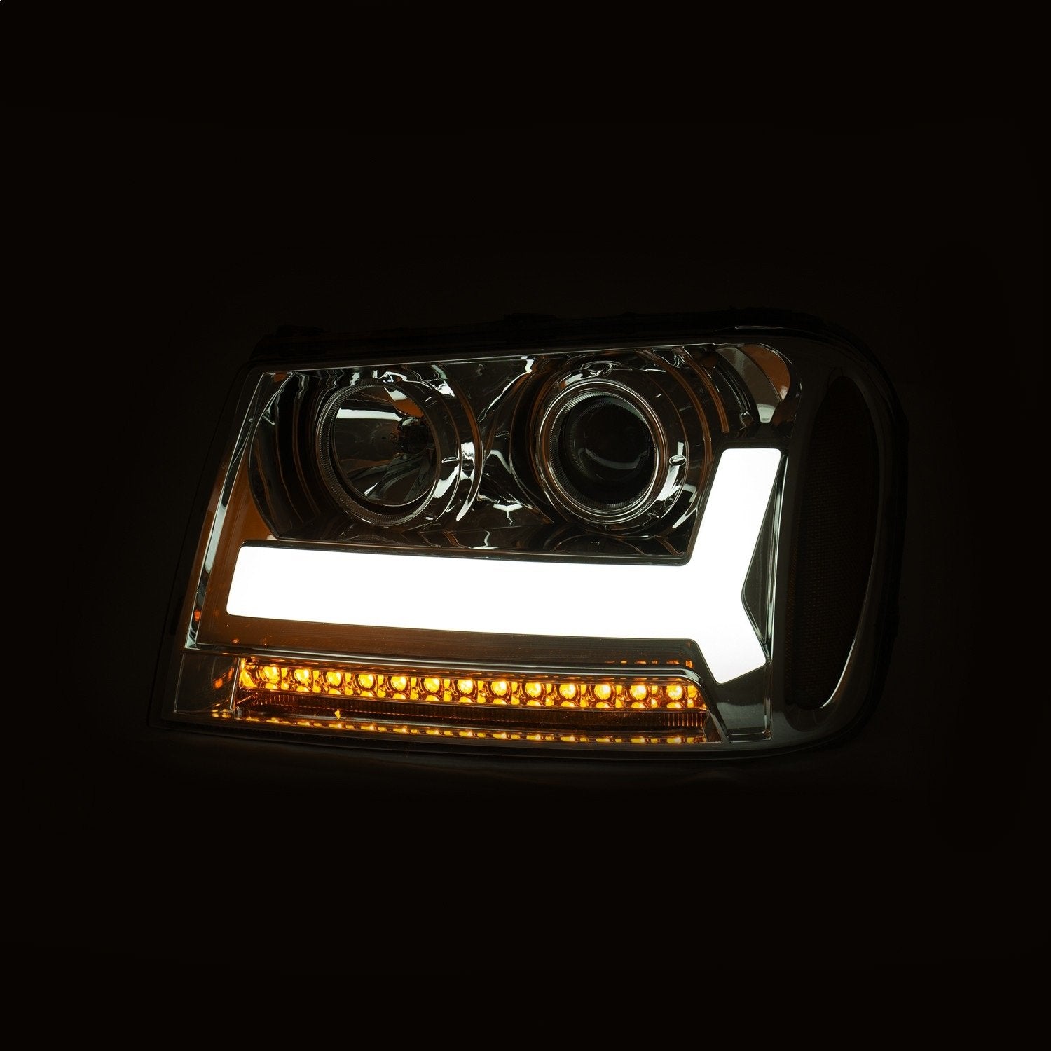 Projector Headlight Set ANZO USA 111391 w/Plank Style Design Chrome w/Amber