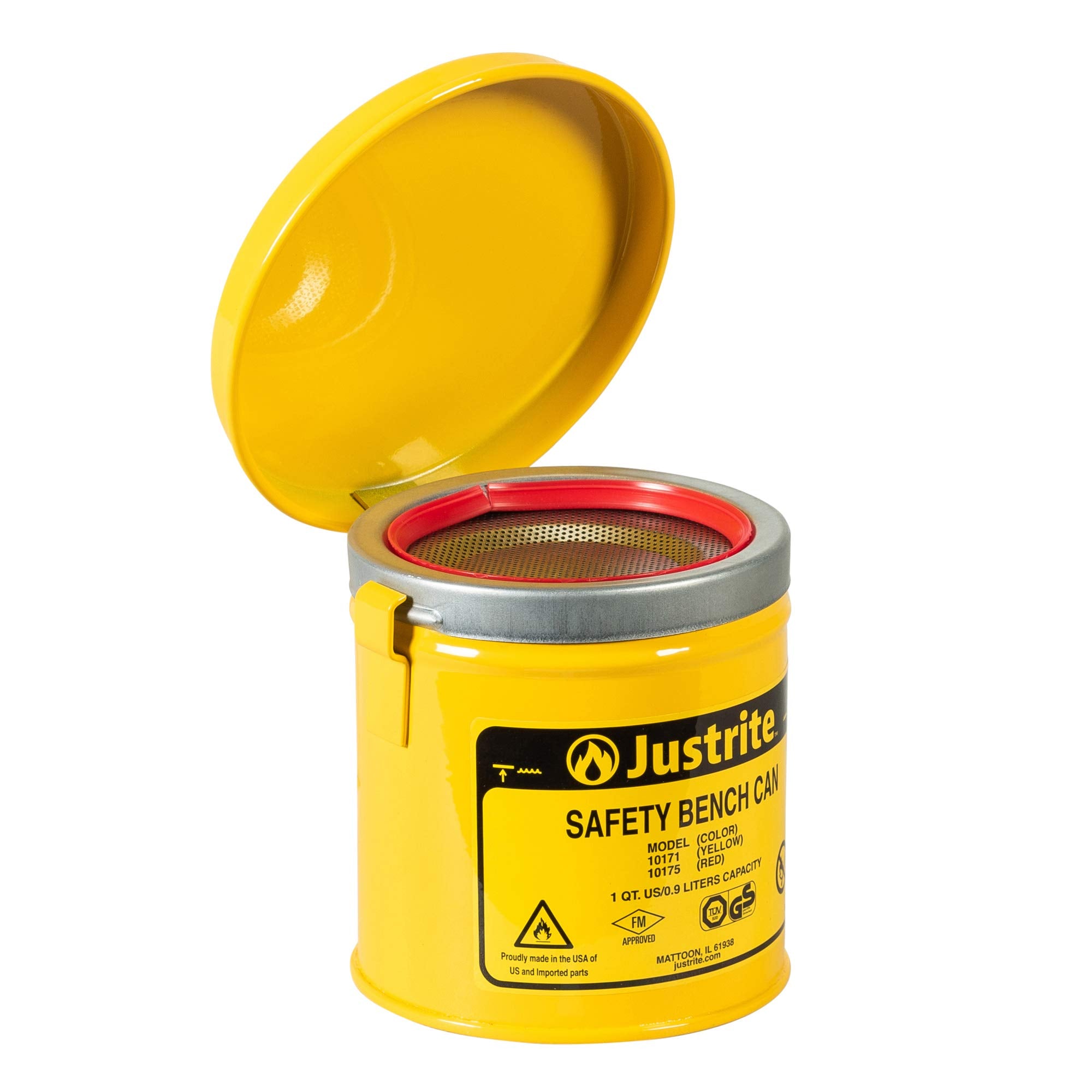 Steel Justrite Bench Can, 1L Capacity, Yellow