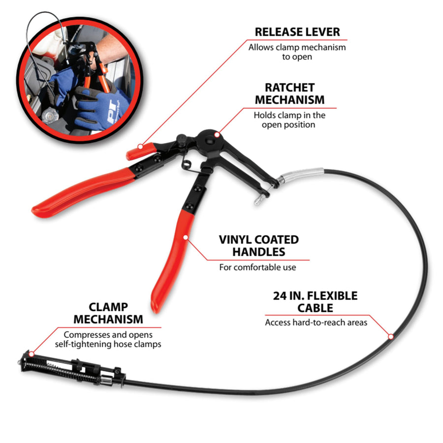 Flexible Hose Clamp Plier Performance Tool W80640 - Easily Install and Remove Hose Clamps with Precision and Control