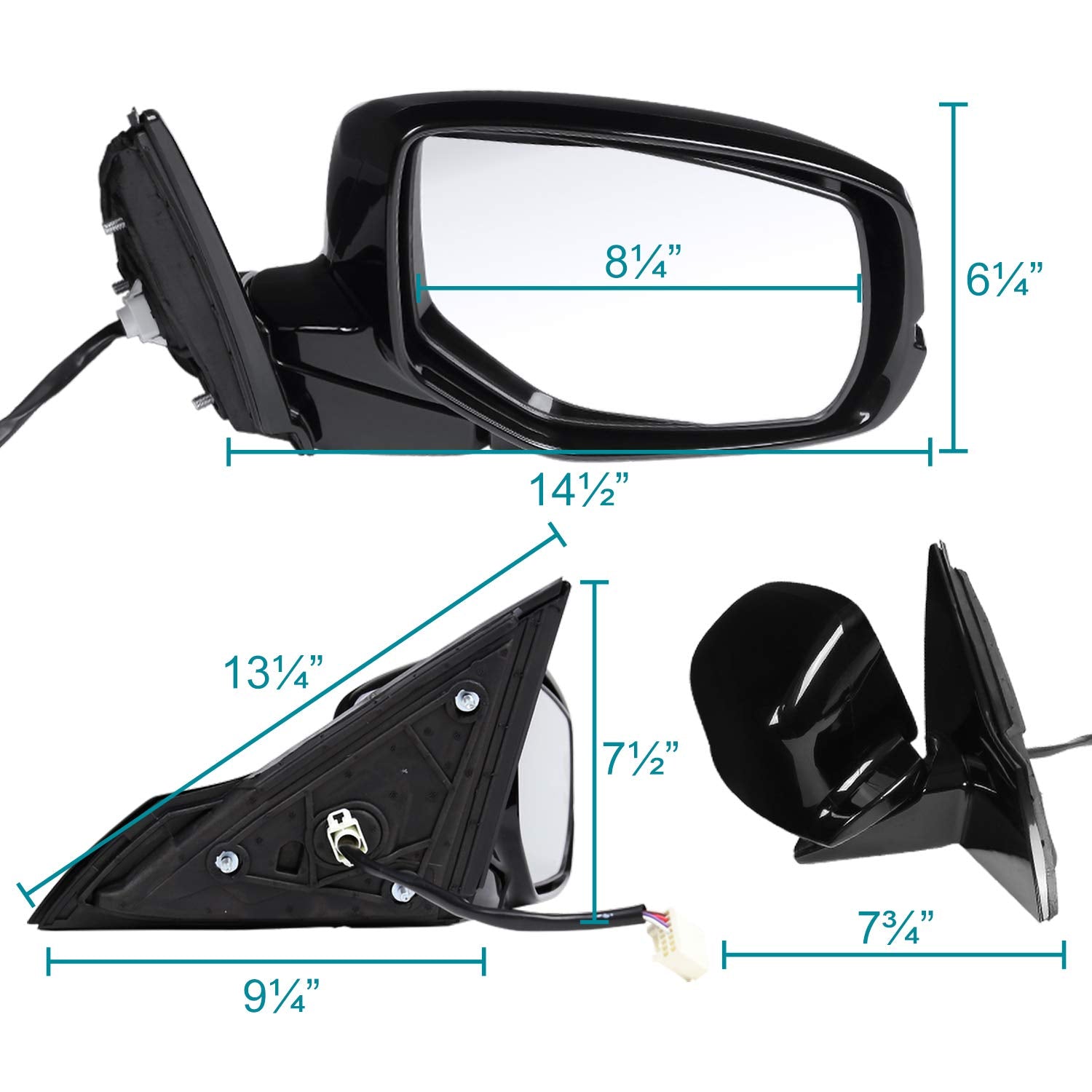 Right Passenger Side Mirror Spec-D Tuning 7-Pin Power Heated + LED Turn Signal Compatible with 2013-2017 Honda Accord