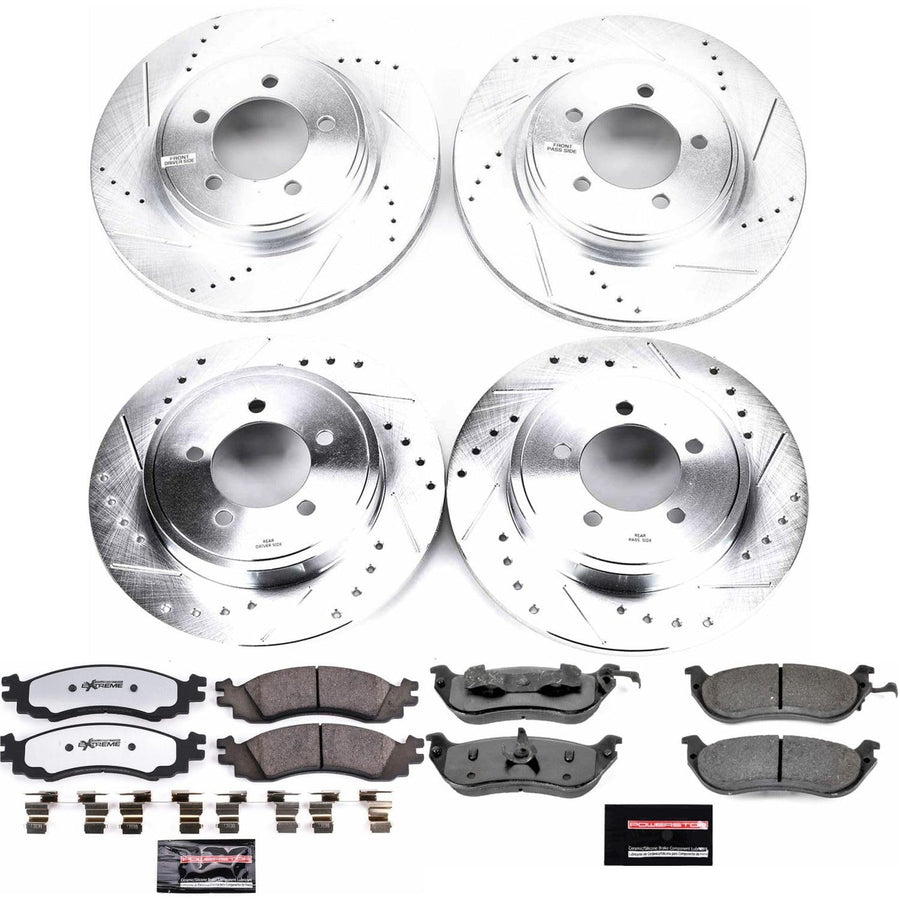 Power Stop Brake Kit Front and Rear For 2006 Mercury Mountaineer - Truck & Tow Carbon Fiber Ceramic Pads & Drilled and Slotted Rotors Replacement, K2721-36
