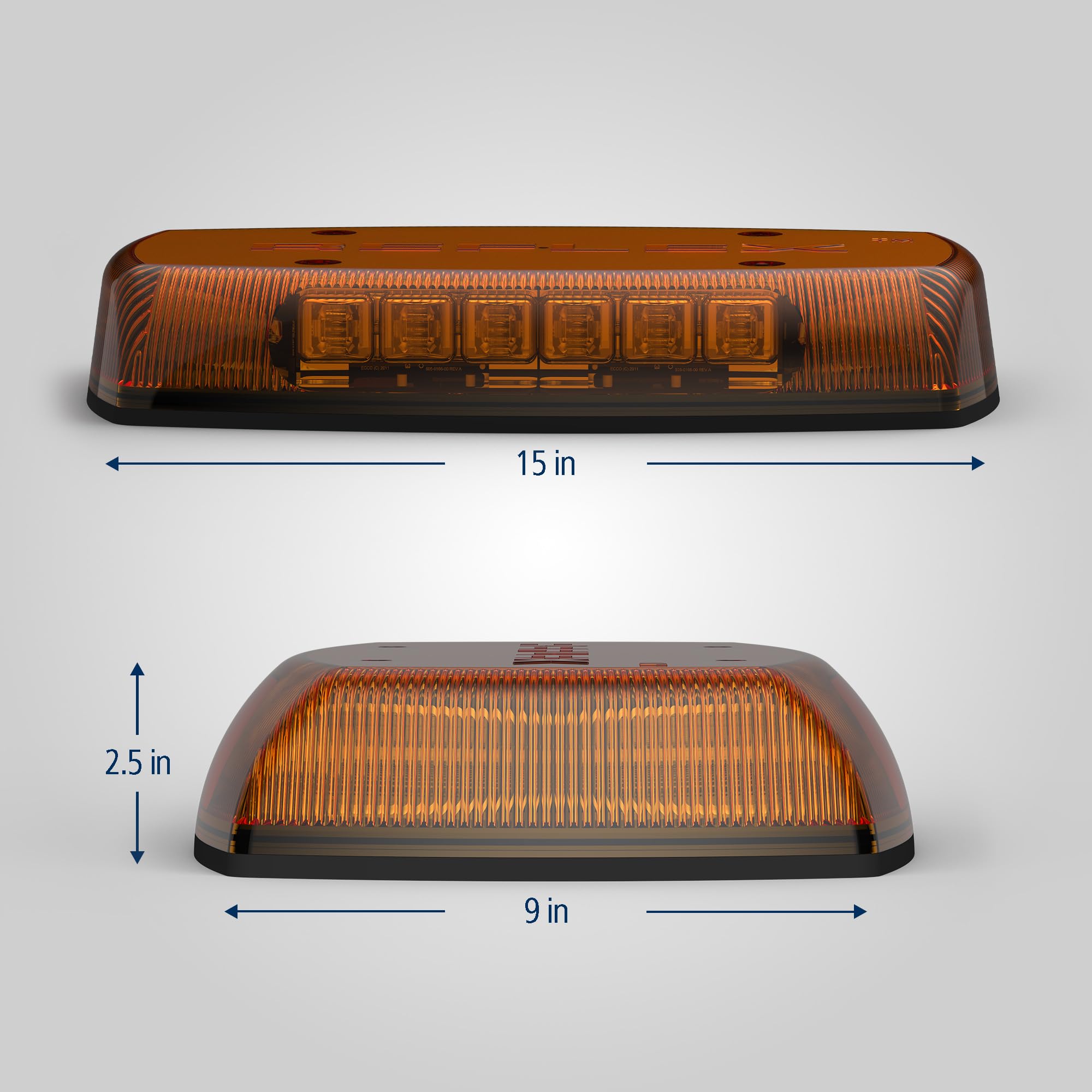 ECCO Mini Bar LED Amber 15 Inch Roof Top Light Bar Waterproof 12V 24V for Cars Trucks Snow Plow Vehicles Warning Caution Lights, 5 year Warranty
