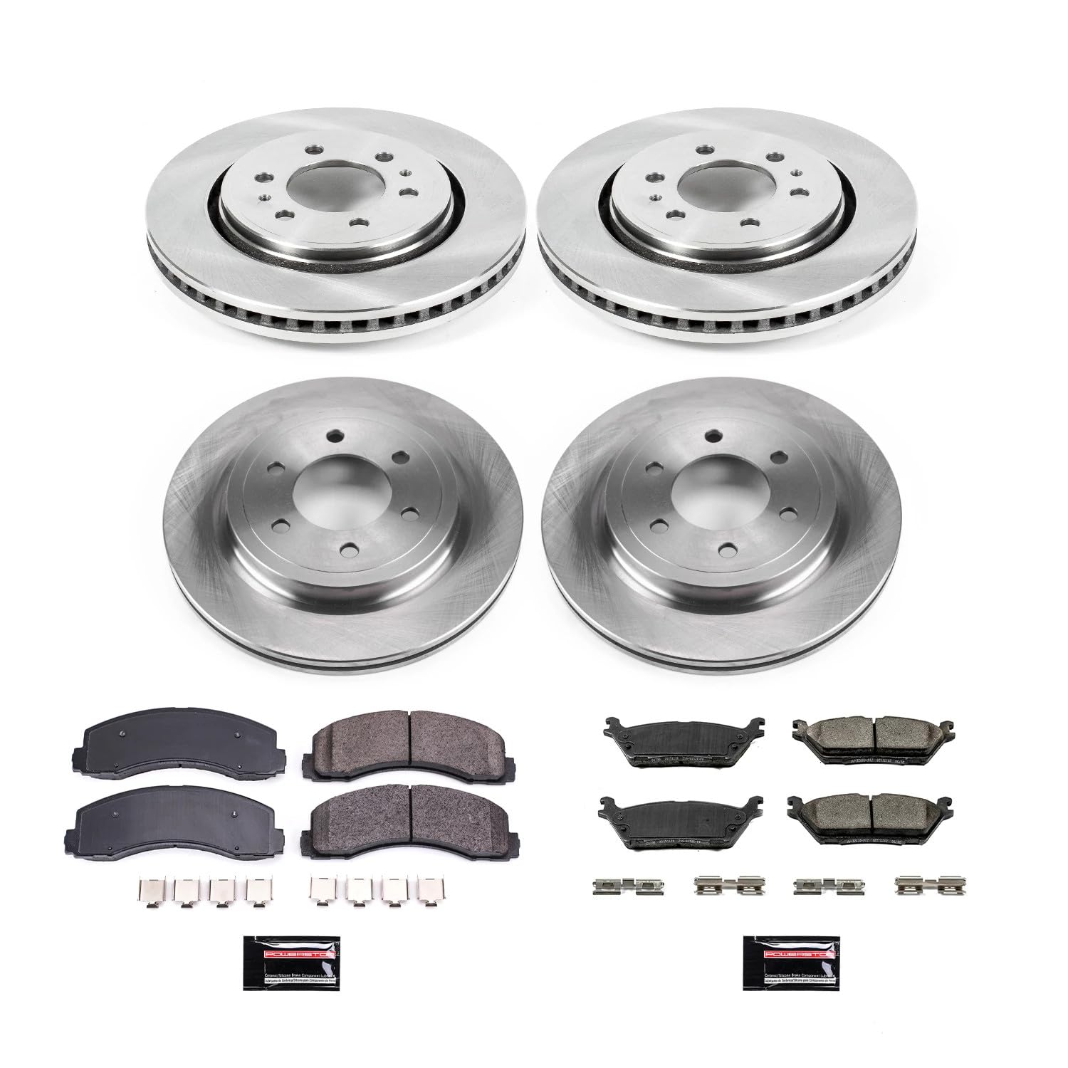 Brake Kit Power Stop For 2018-2021 Ford Expedition Navigator | 2018-2020 Ford F150 [with Electric Parking Brake] Front and Rear Autospecialty Replacement Brake Rotors & Ceramic Brake Pads KOE8026