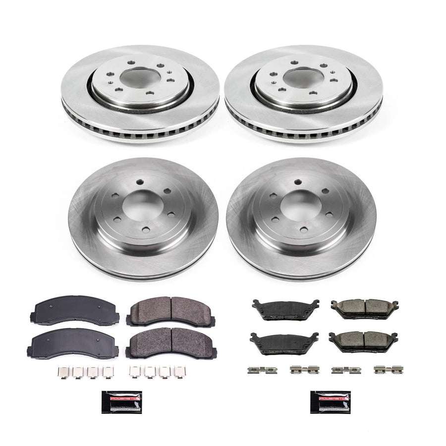 Brake Kit Power Stop For 2018-2021 Ford Expedition Navigator | 2018-2020 Ford F150 [with Electric Parking Brake] Front and Rear Autospecialty Replacement Brake Rotors & Ceramic Brake Pads KOE8026