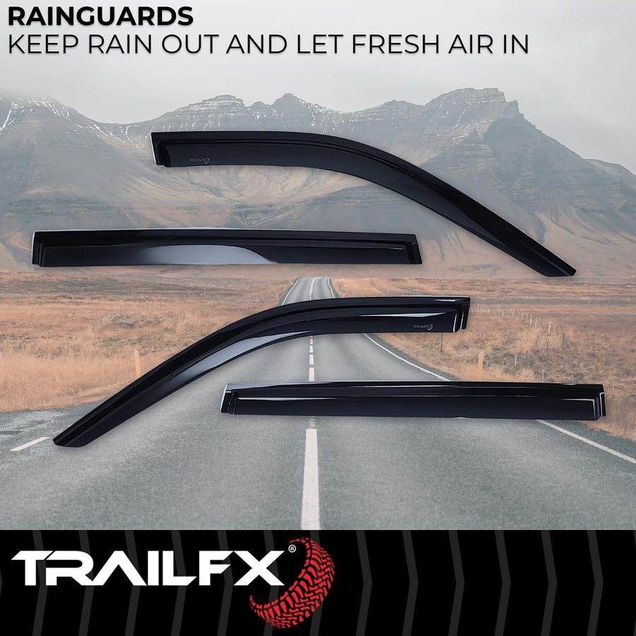 TrailFX Rainguards Acrylic Fits 2020-2025 Toyota Highlander Low Profile Tape-On Smoke Window Vents Outside Channel Mount Set of 4 Rain Guards TrailFX 4739H